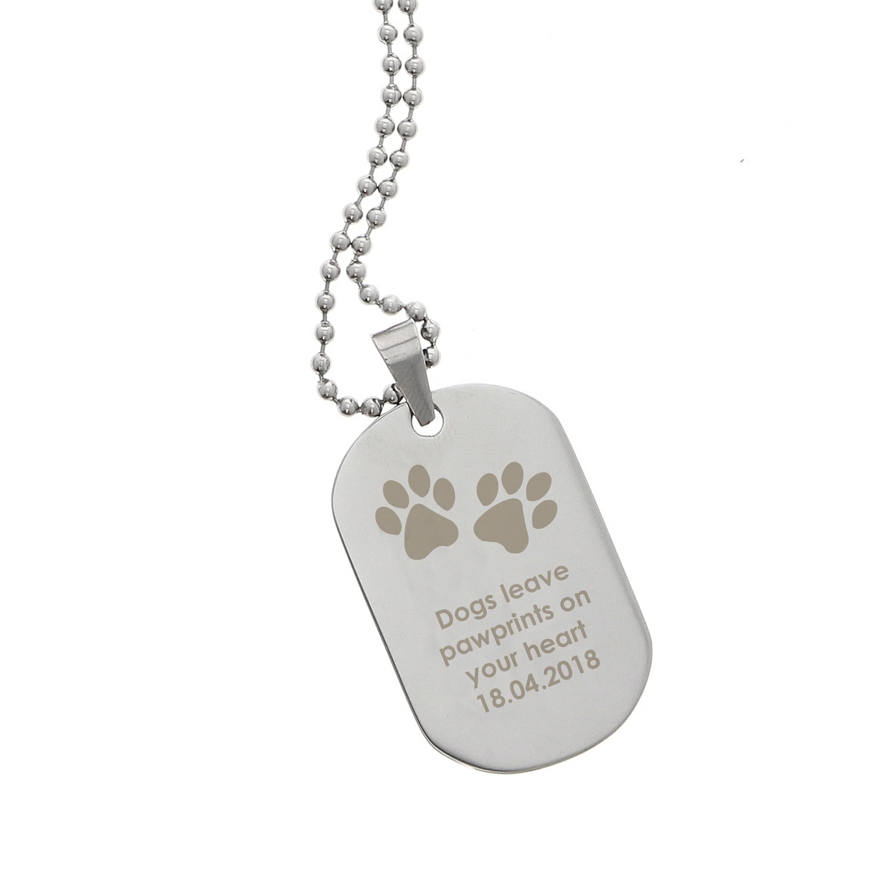 Personalised Paw Prints Stainless Steel Dog Tag Necklace - Image 8
