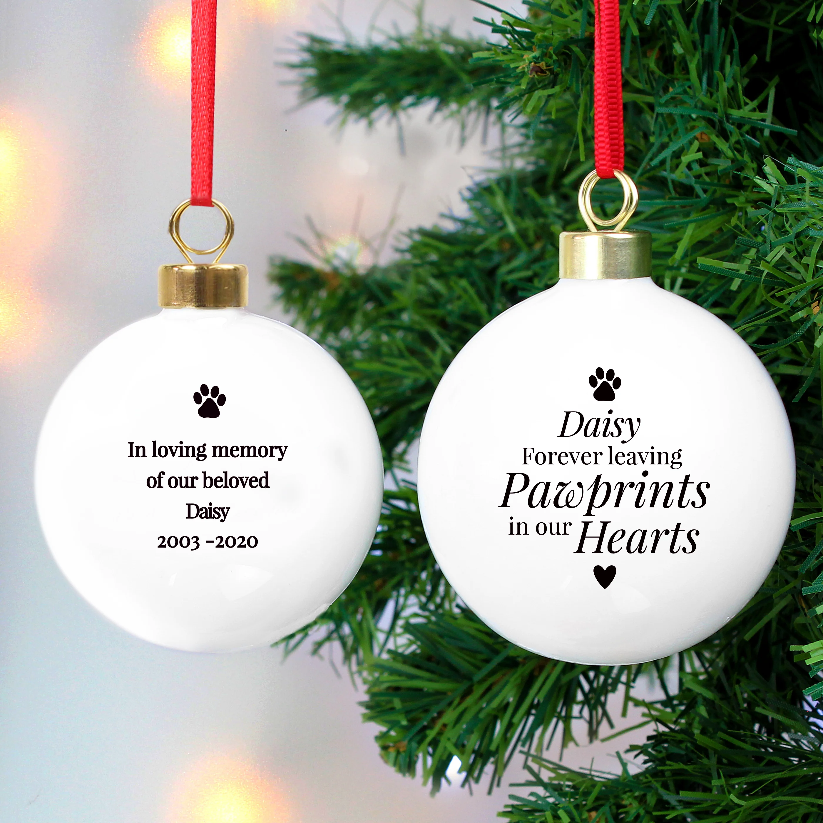 Personalised Pawprints Memorial Bauble - Image 3