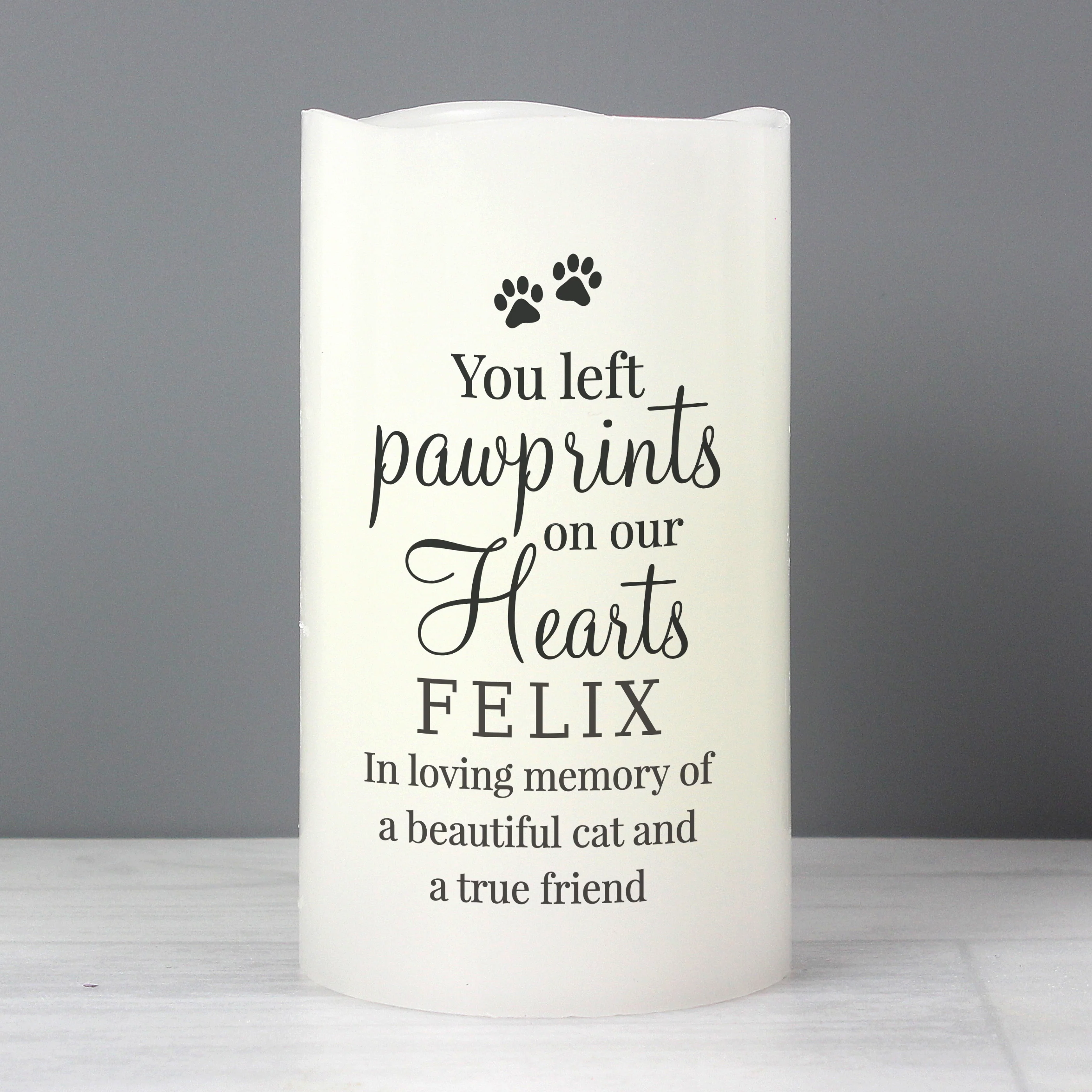 Personalised Pawprints On Our Hearts LED Candle - Image 3