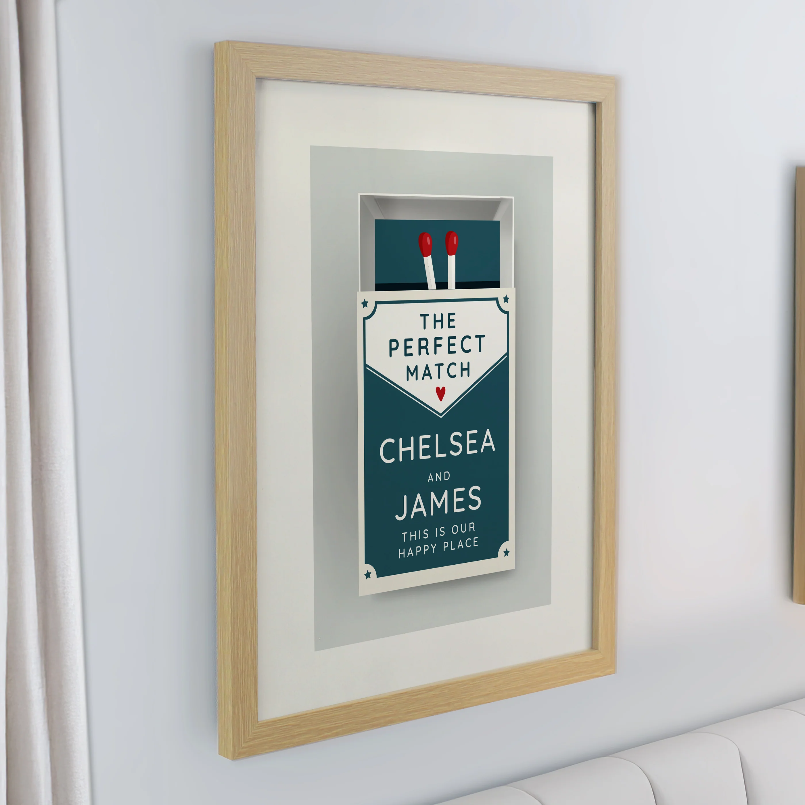 Personalised Perfect Match Oak Poster Frame - Image 2