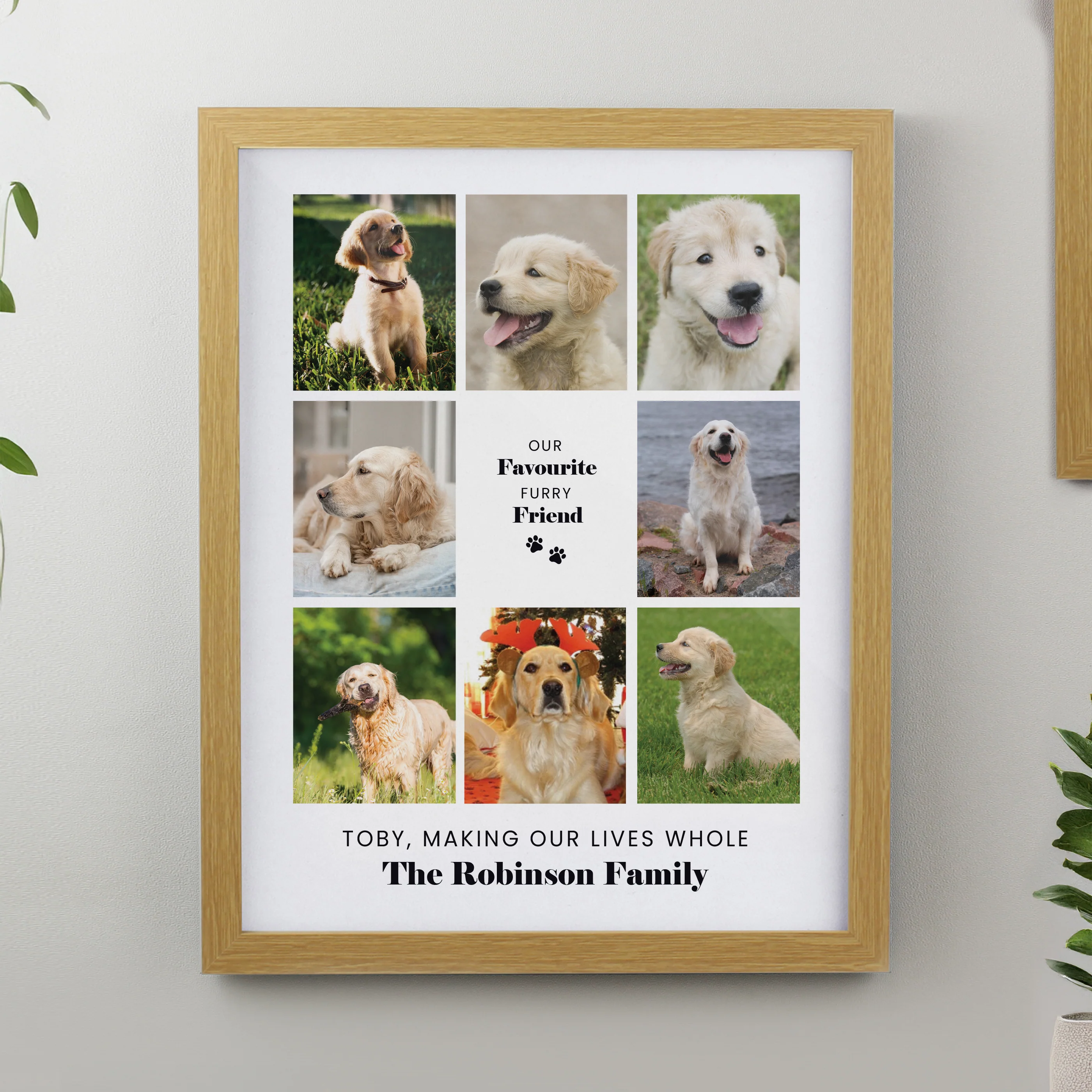 Personalised Pet Multi Photo Upload Oak Framed Print - Image 3
