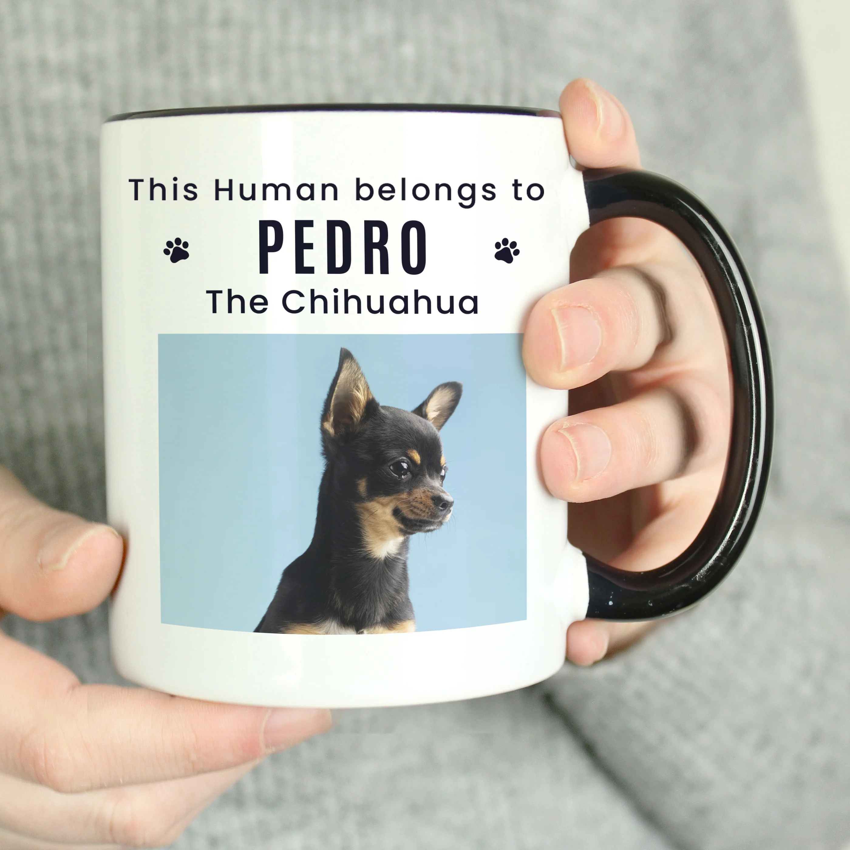 Personalised Pet Photo Upload Black Handled Mug - Image 2