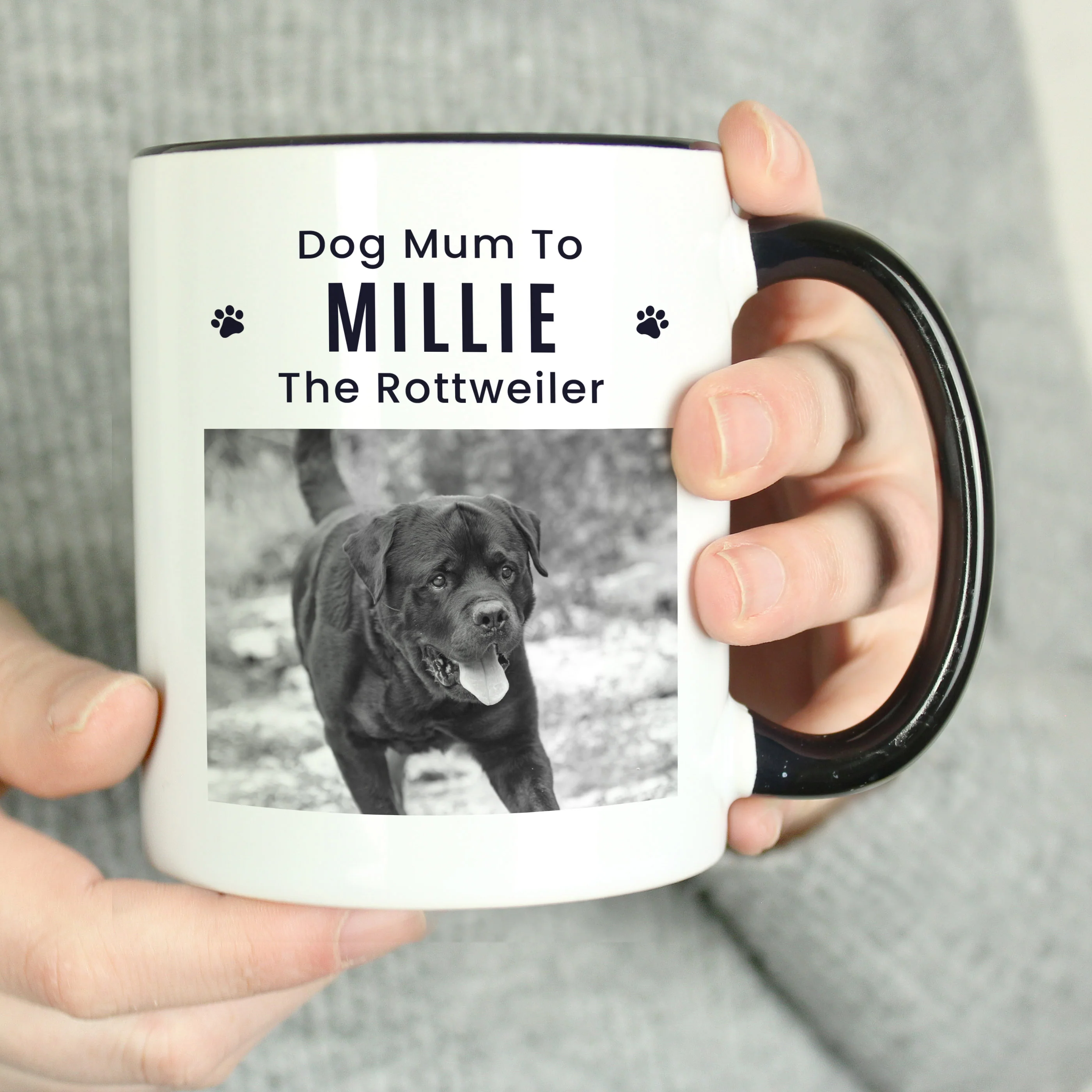 Personalised Pet Photo Upload Black Handled Mug - Image 4