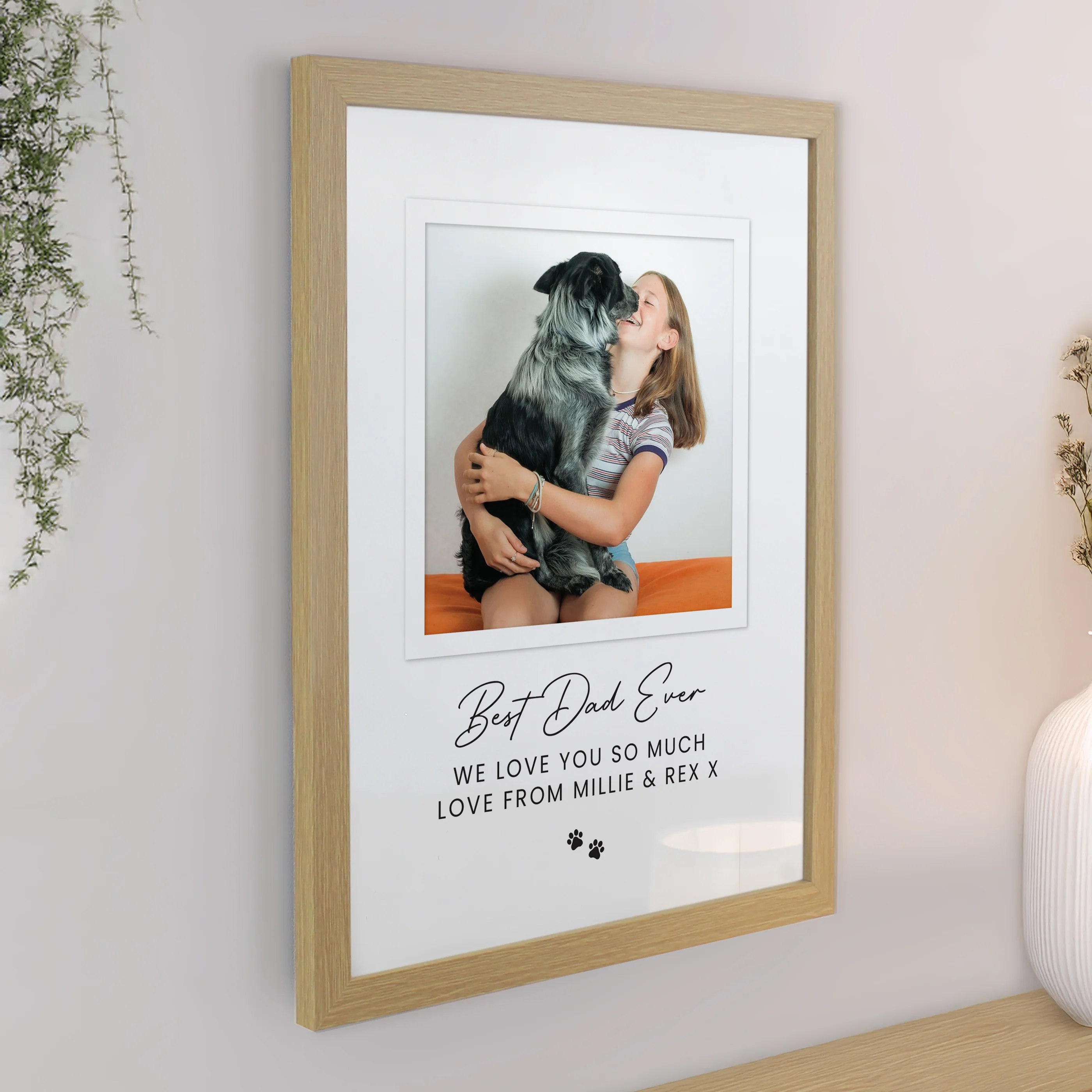 Personalised Pet Photo Upload Oak Framed Print - Image 2