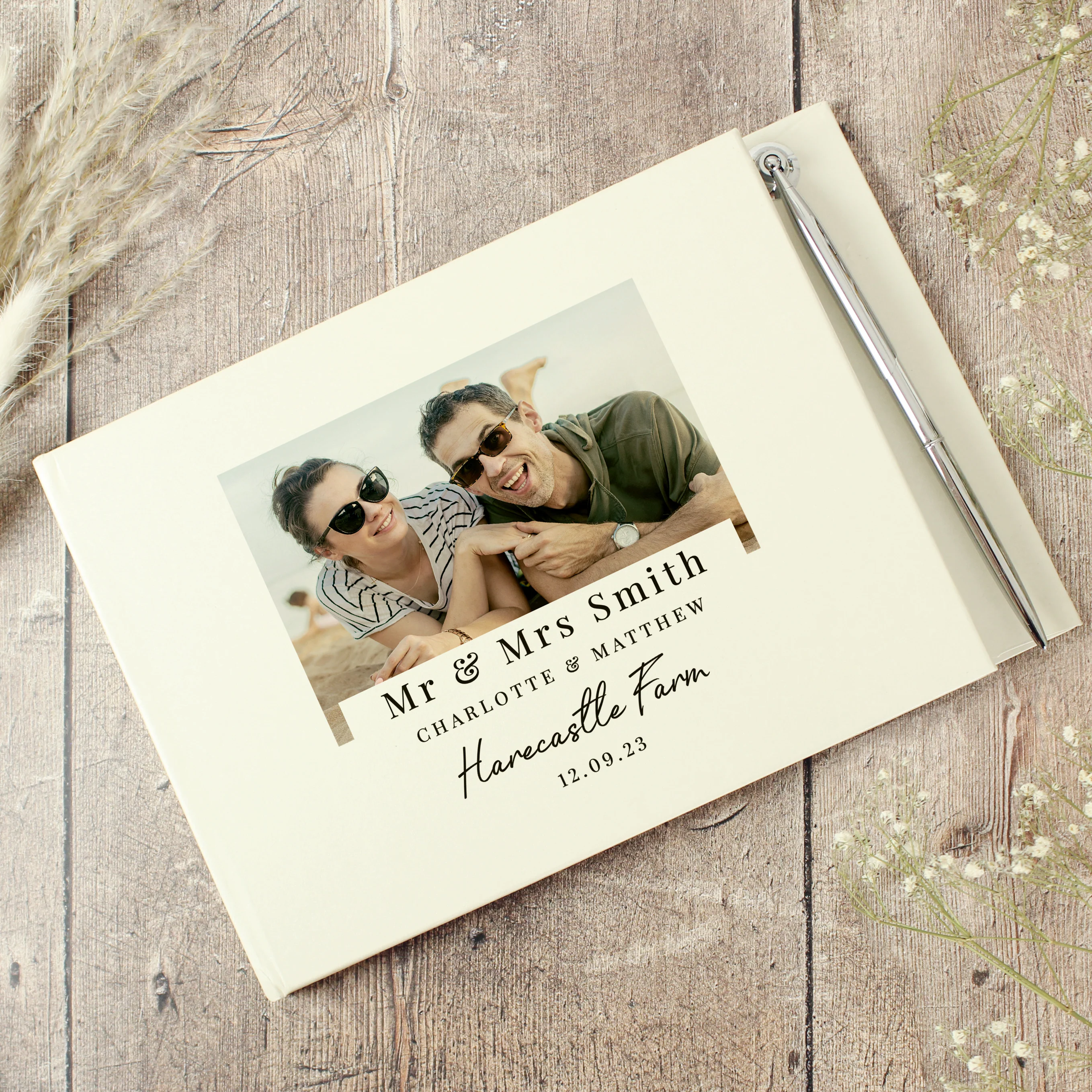 Personalised Photo Upload Hardback Guest Book & Pen - Image 2