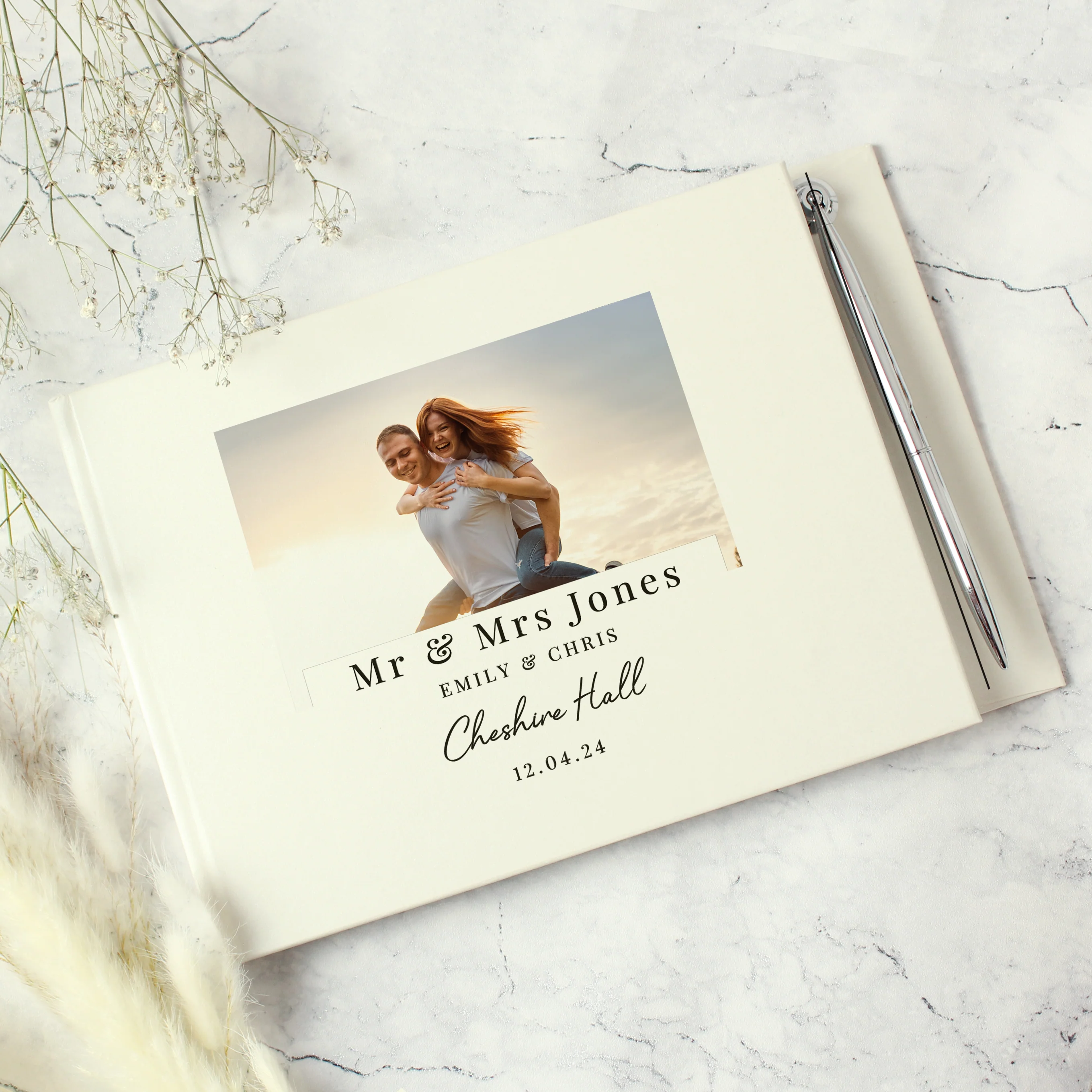 Personalised Photo Upload Hardback Guest Book & Pen - Image 3