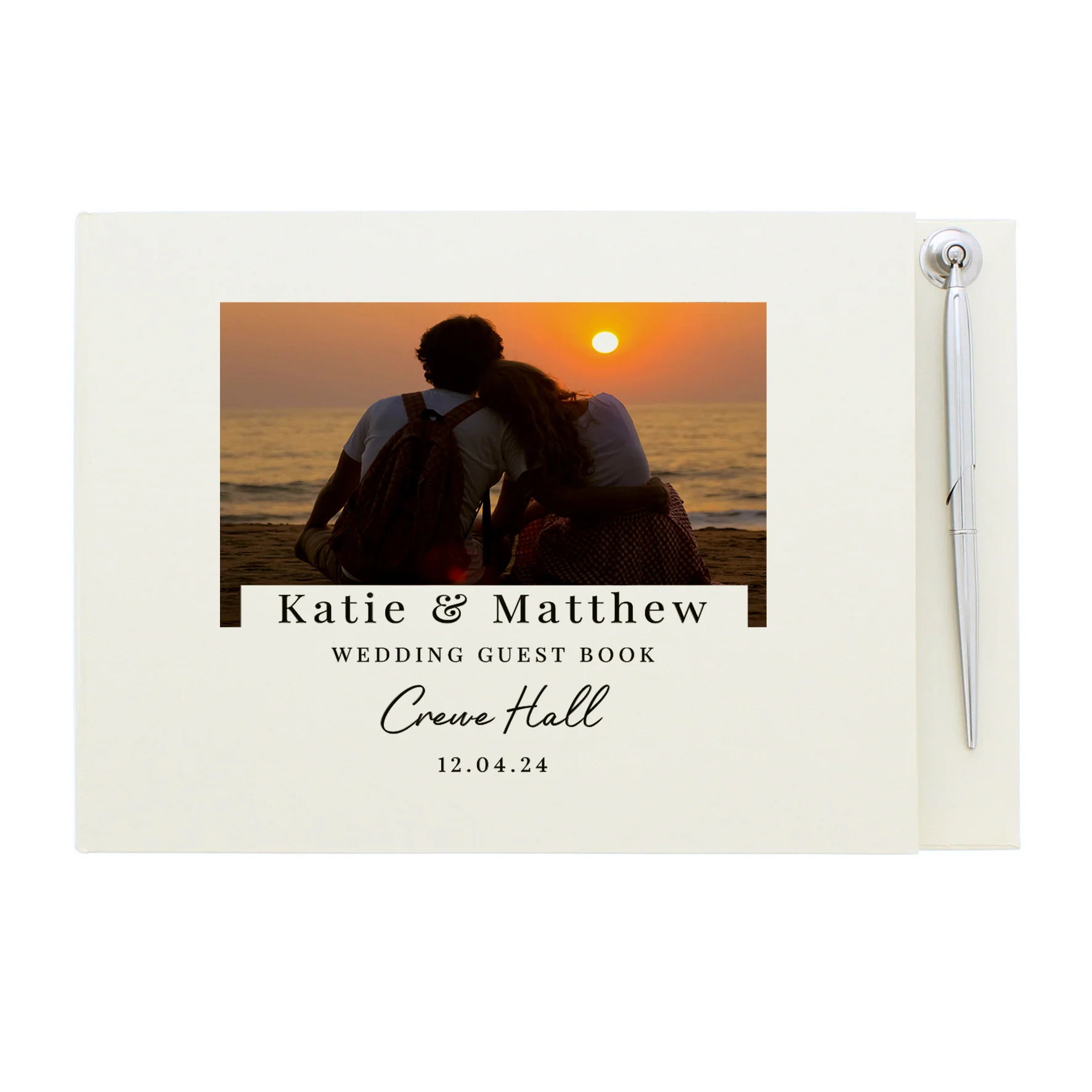 Personalised Photo Upload Hardback Guest Book & Pen - Image 5