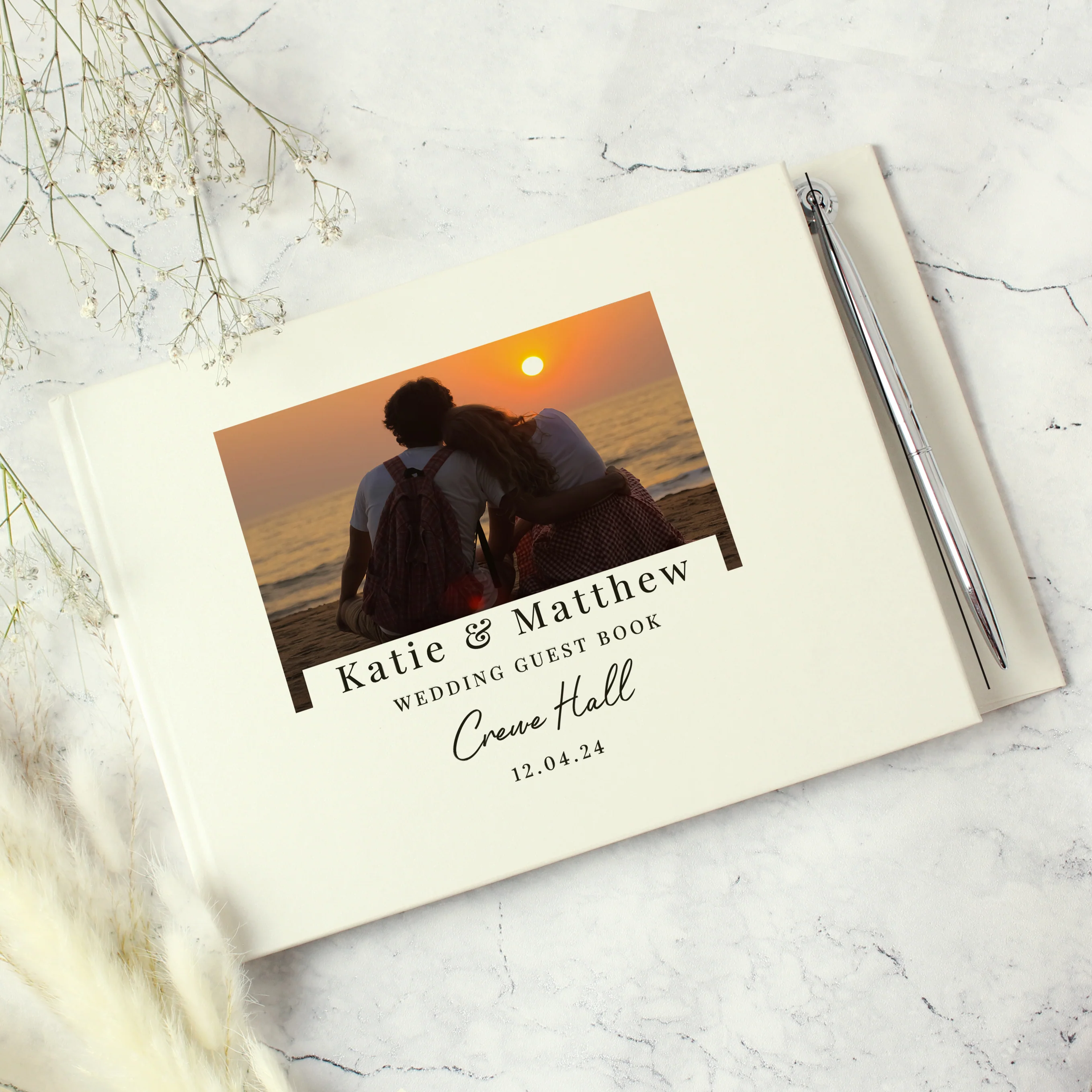 Personalised Photo Upload Hardback Guest Book & Pen - Image 6