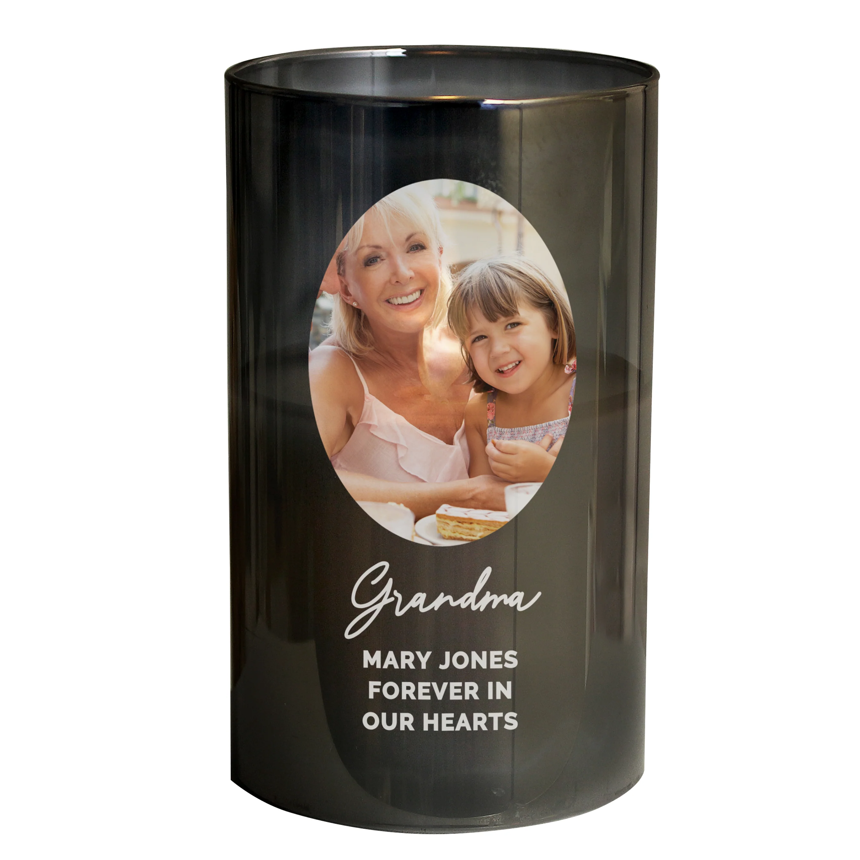 Personalised Photo Upload Smoked Glass LED Candle - Image 5