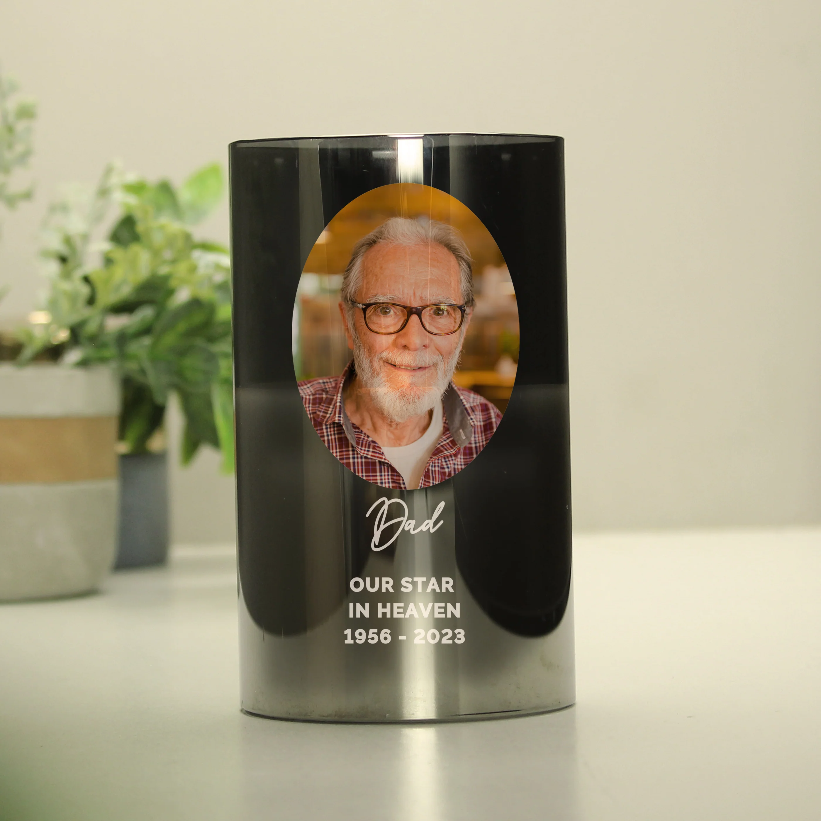 Personalised Photo Upload Smoked Glass LED Candle - Image 8