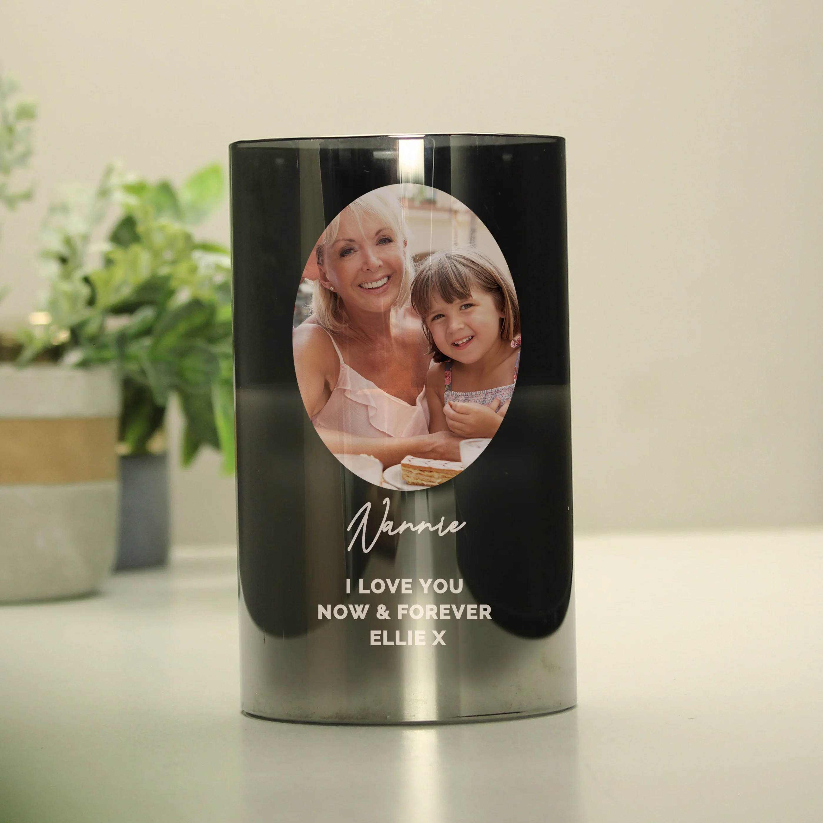 Personalised Photo Upload Smoked Glass LED Candle - Image 9