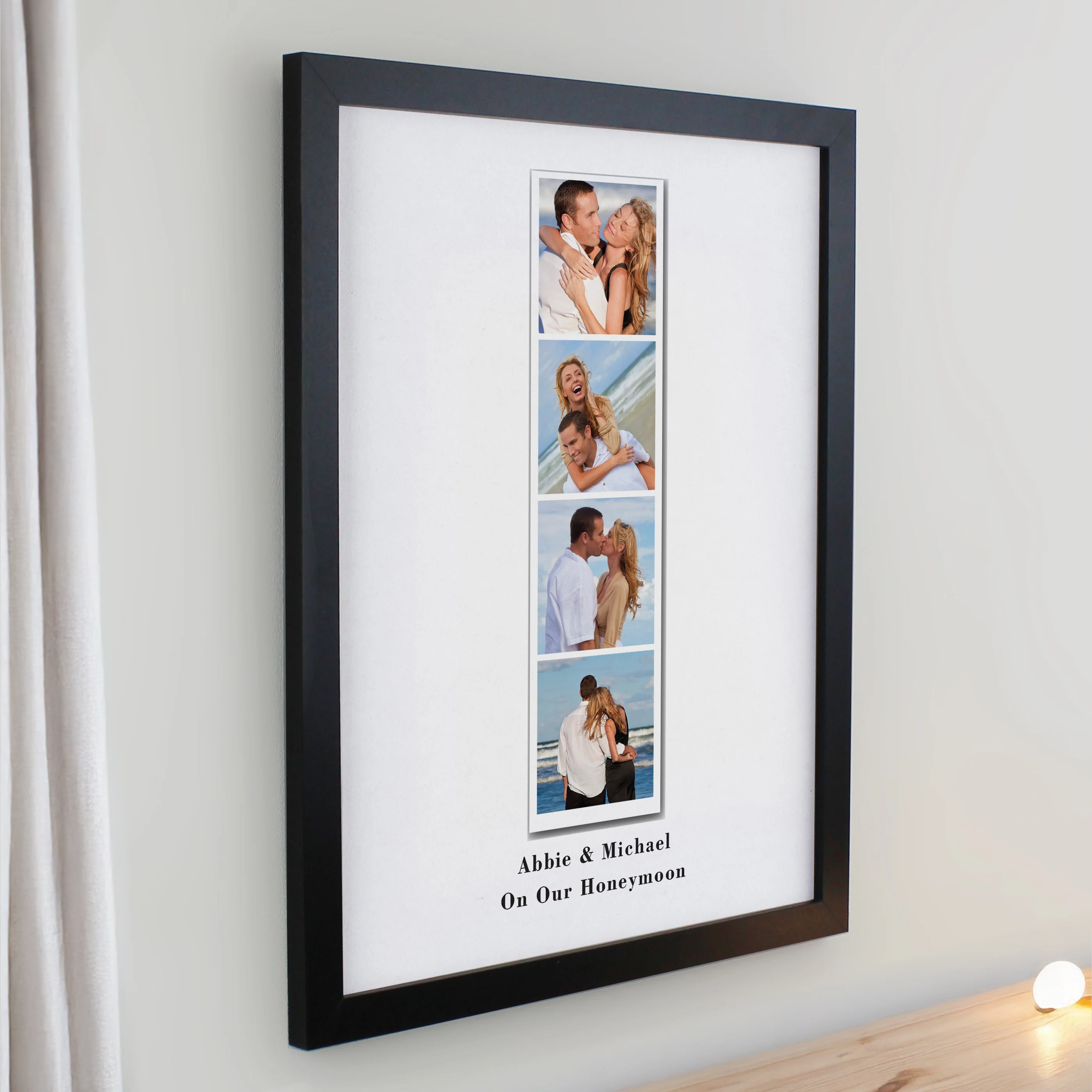 Personalised Photo Upload Strip Black Poster Frame - Image 2