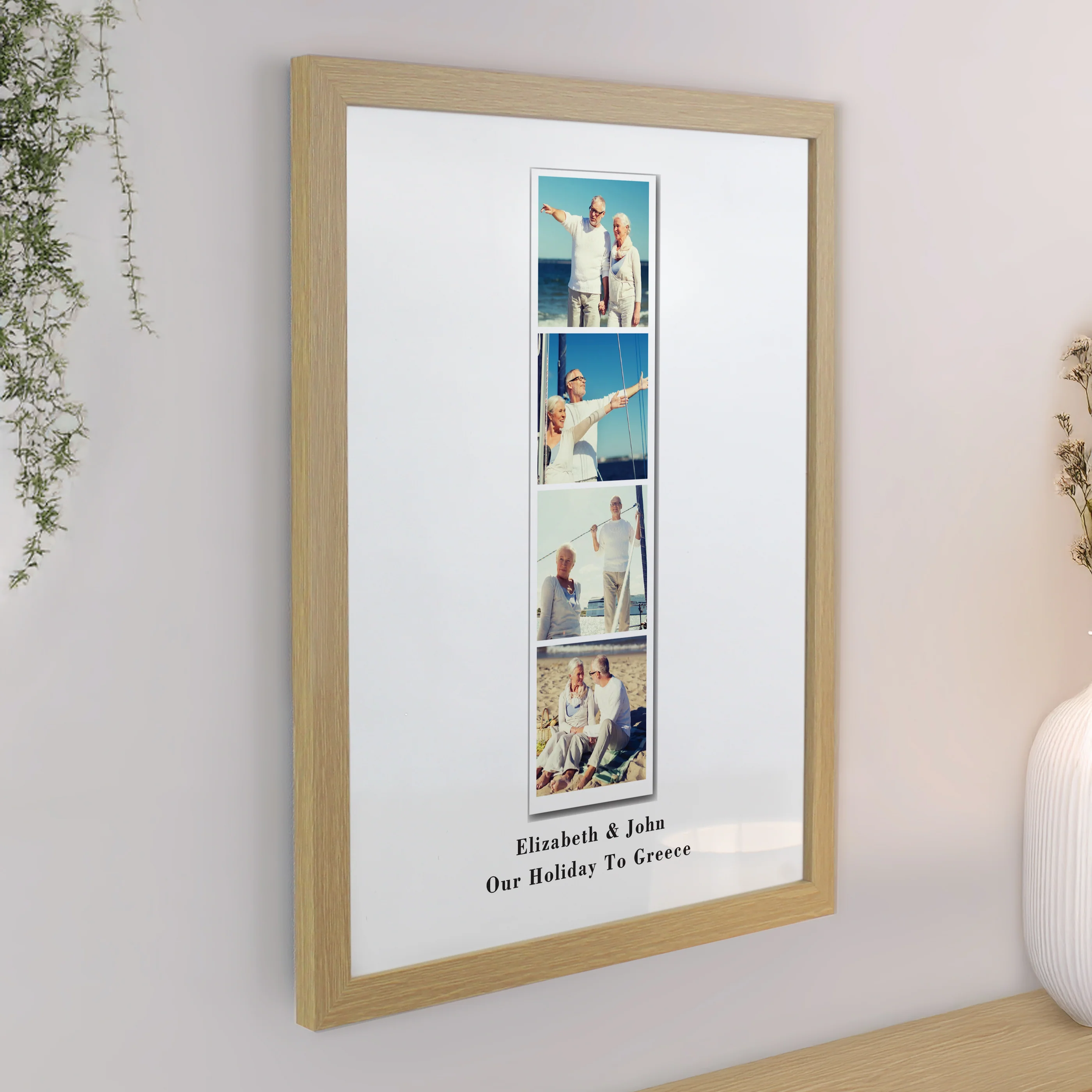 Personalised Photo Upload Strip Oak Poster Frame - Image 2