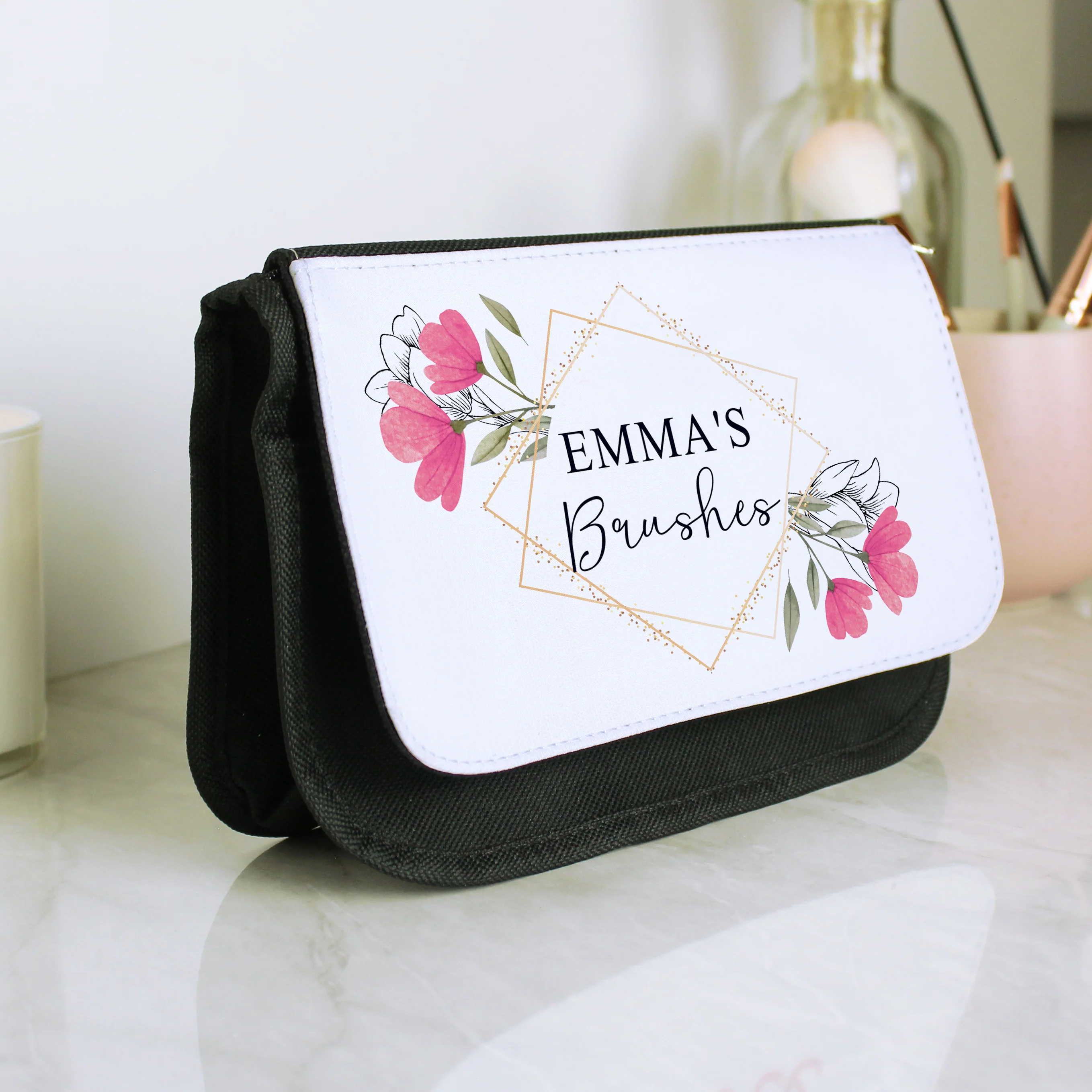 Personalised Pink Floral Make Up Bag - Image 2