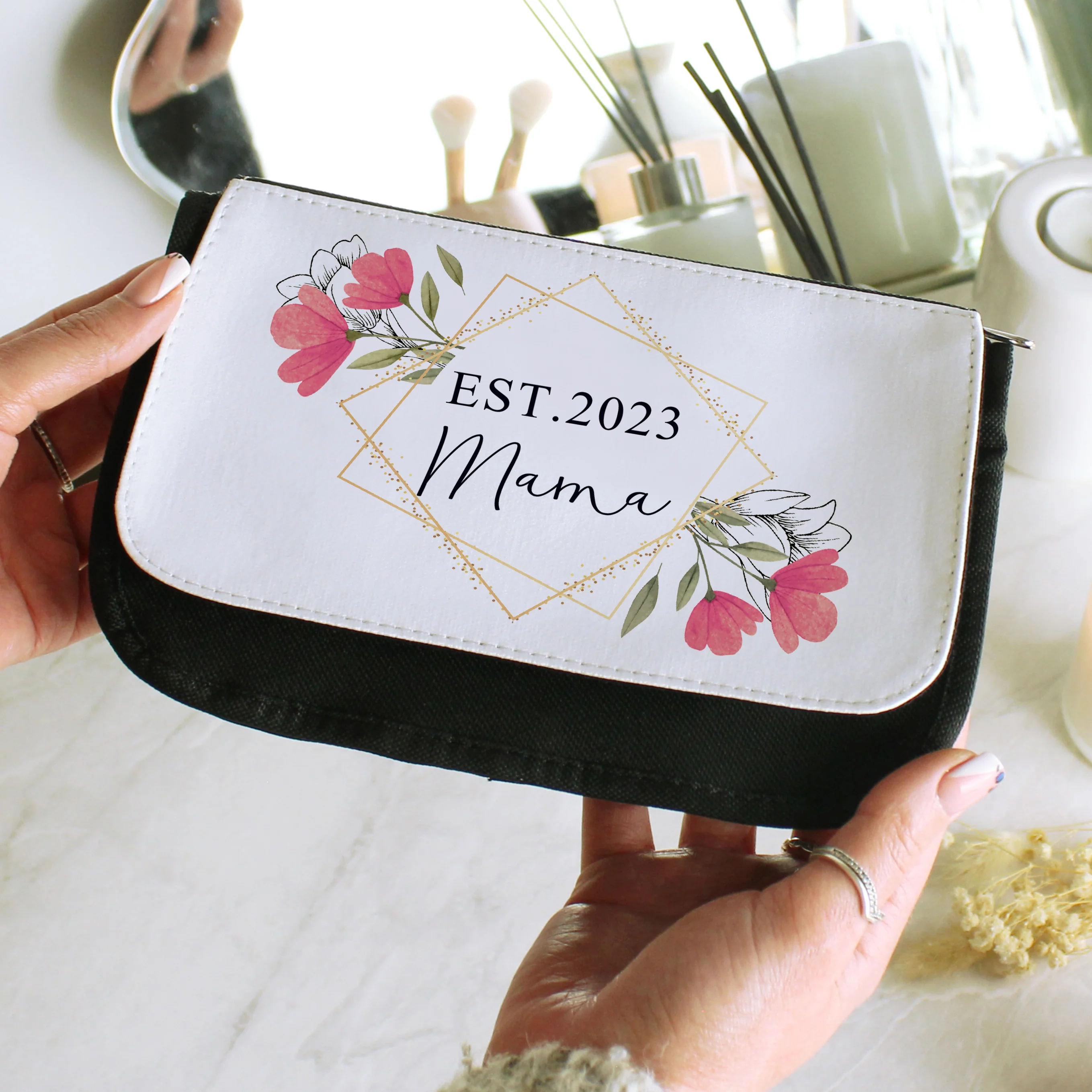 Personalised Pink Floral Make Up Bag - Image 4