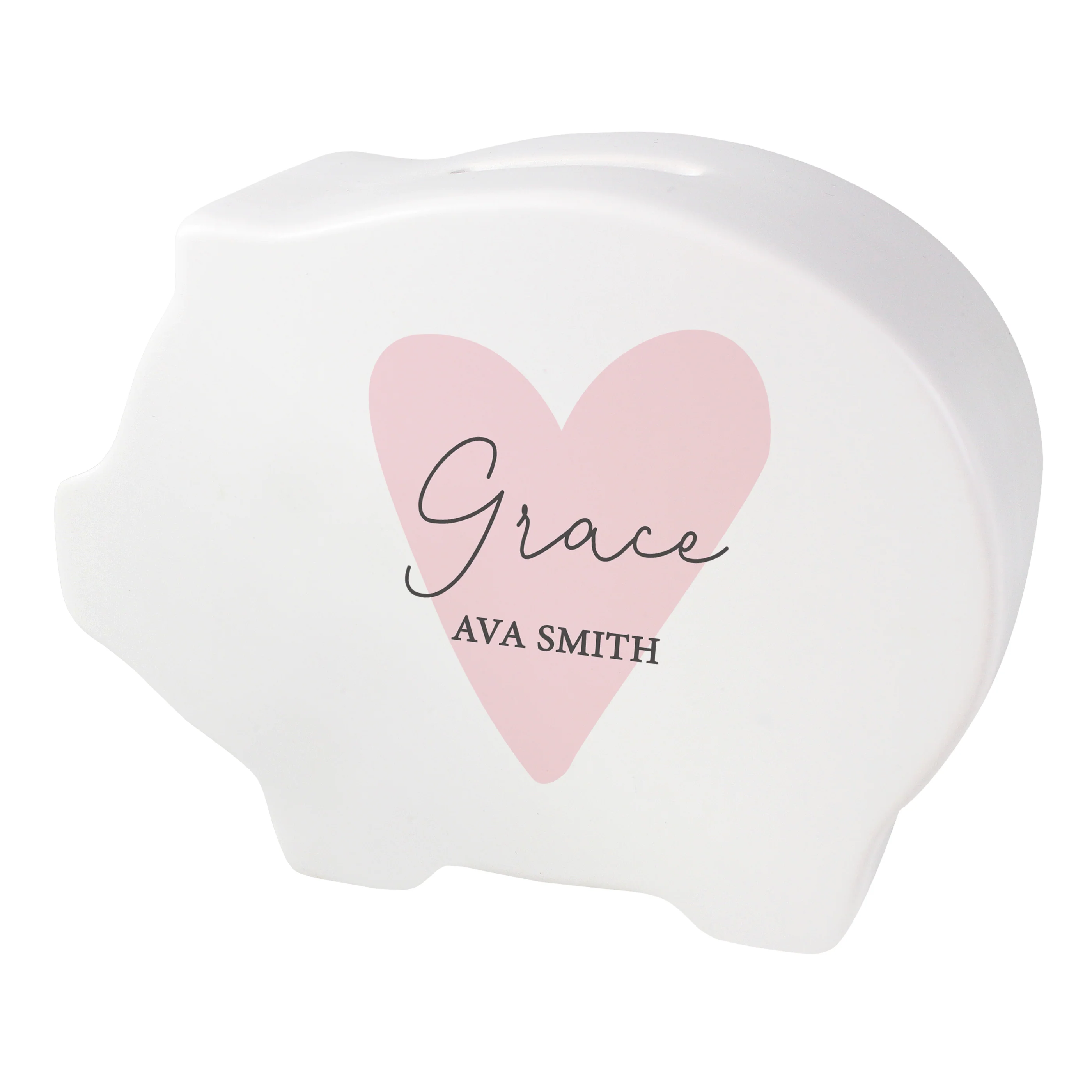 Personalised Pink Heart Piggy Bank