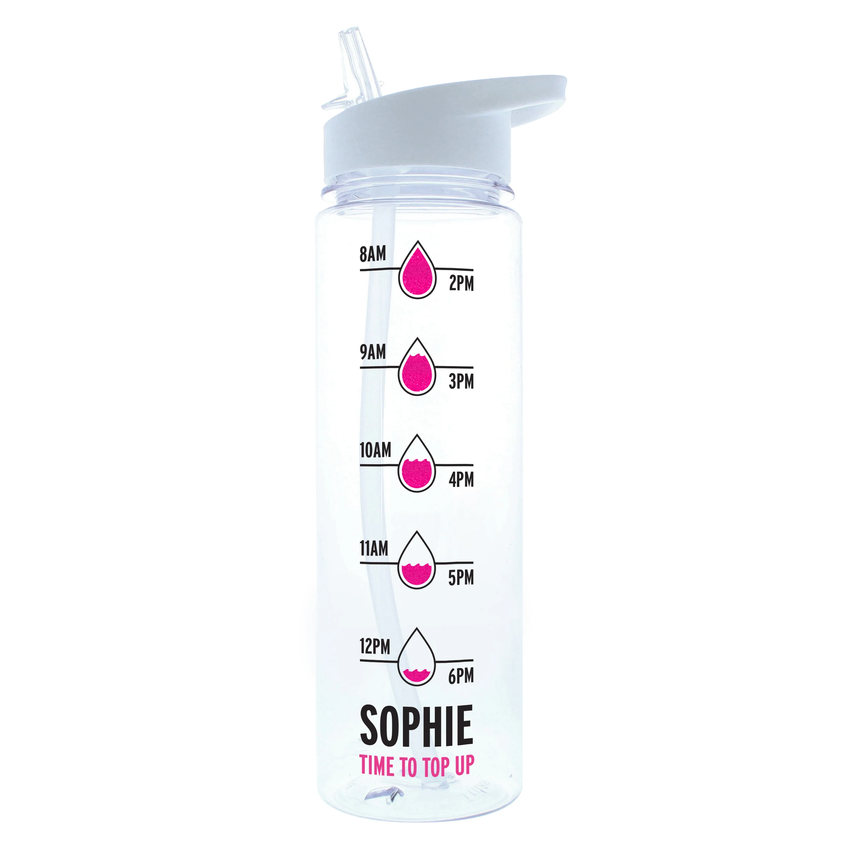 Personalised Pink 'Hydration Tracker' Water Bottle - Image 2