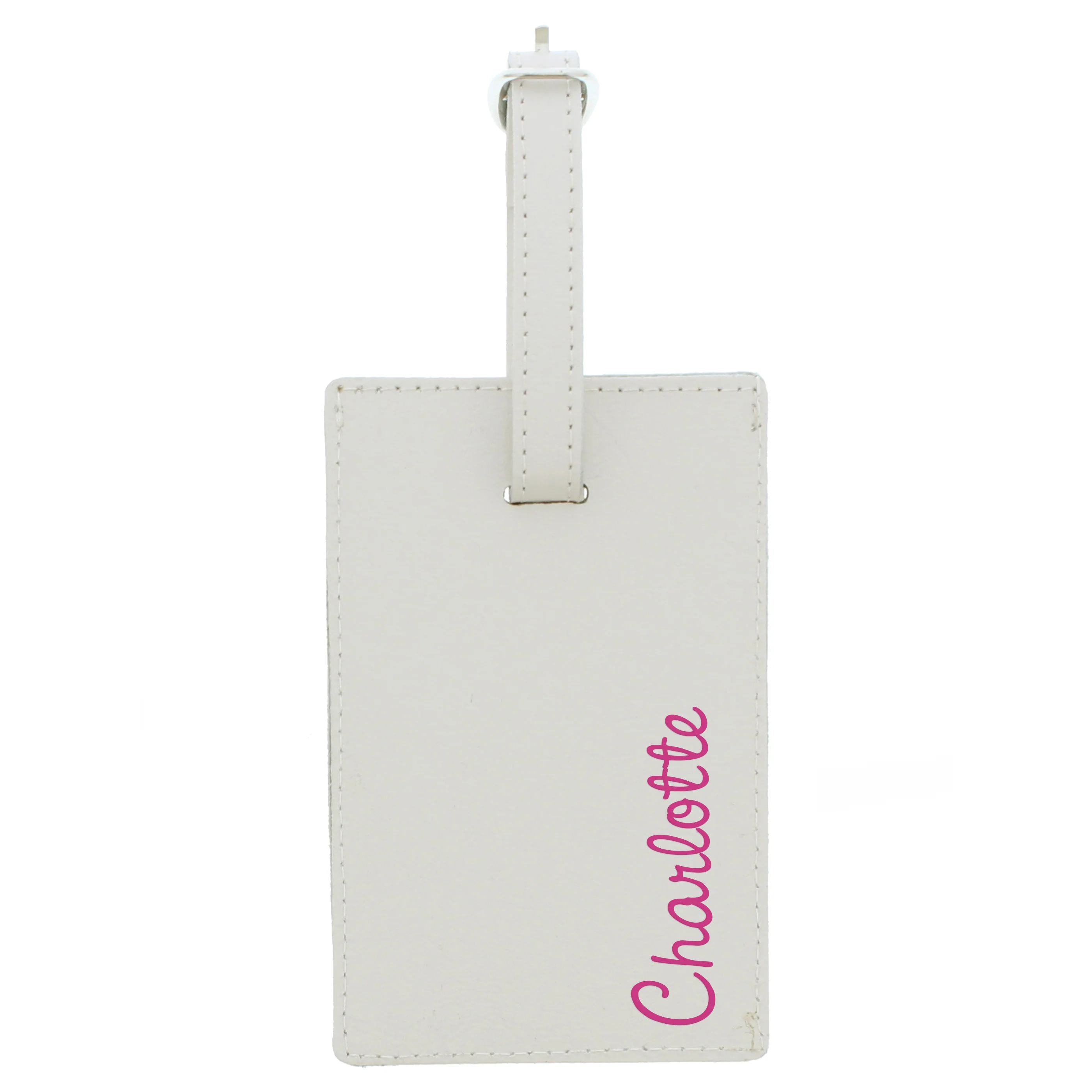 Personalised Pink Name Cream Luggage Tag - Image 2