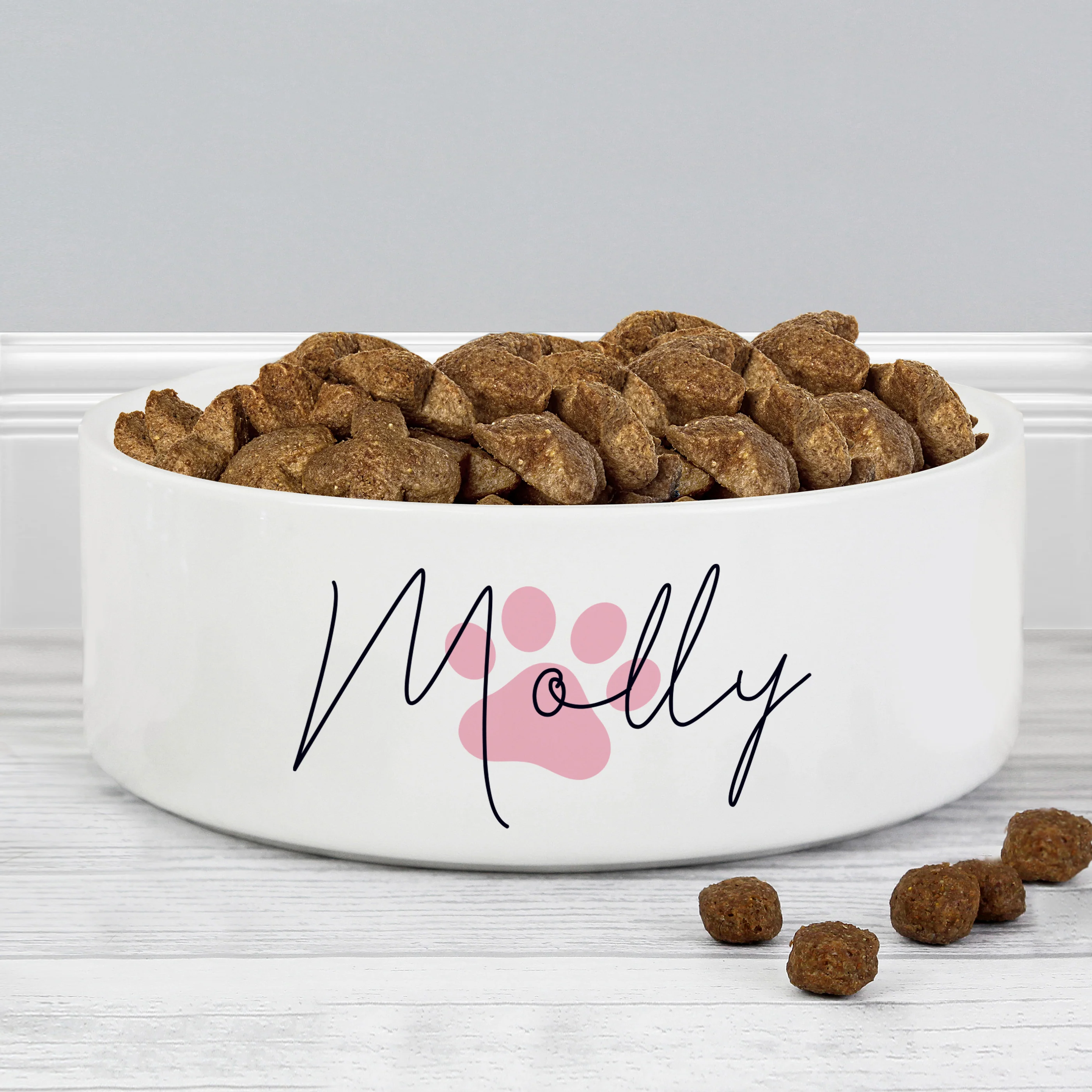 Personalised Pink Paw Print Name 14cm Medium Pet Bowl - Image 3