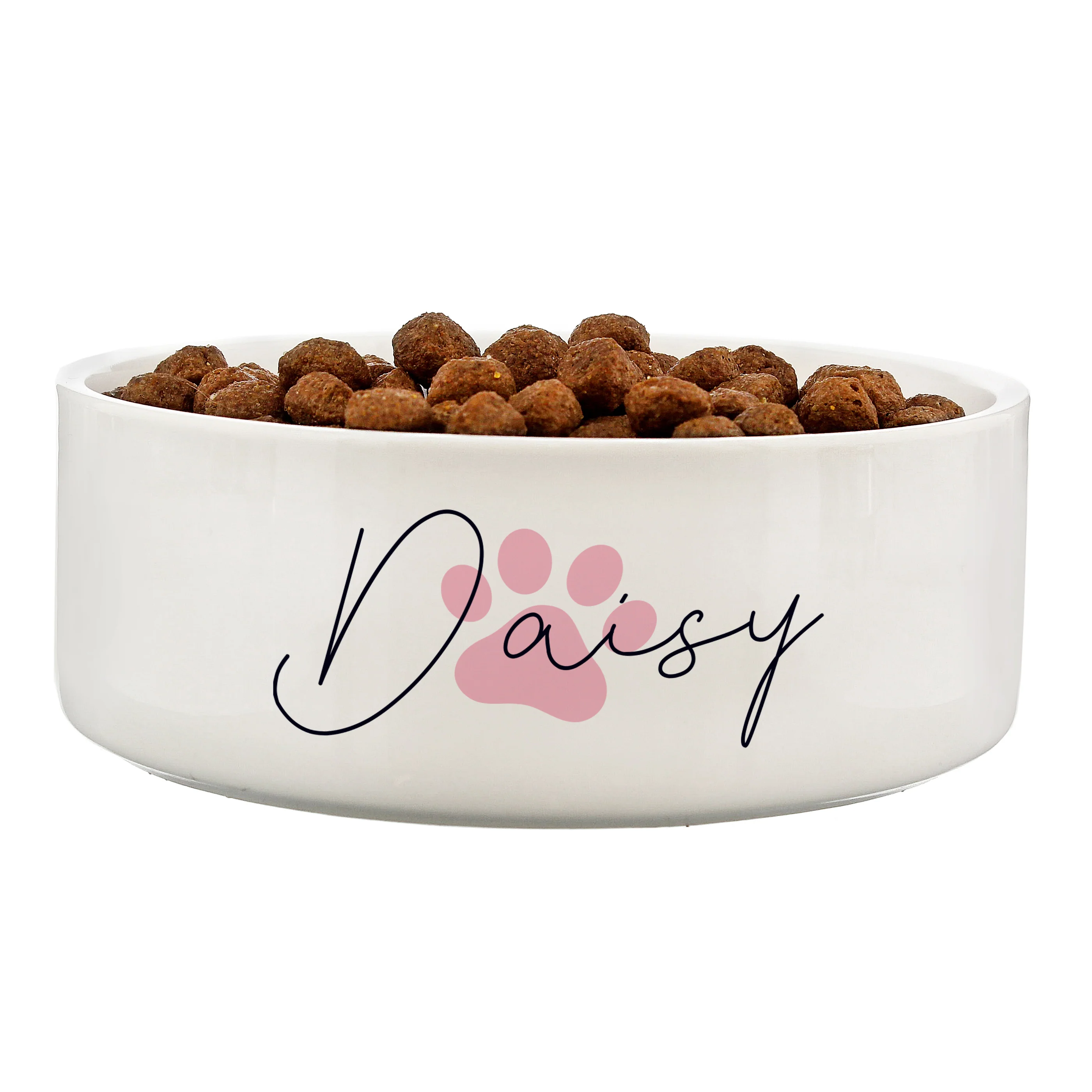 Personalised Pink Paw Print Name 14cm Medium Pet Bowl - Image 4