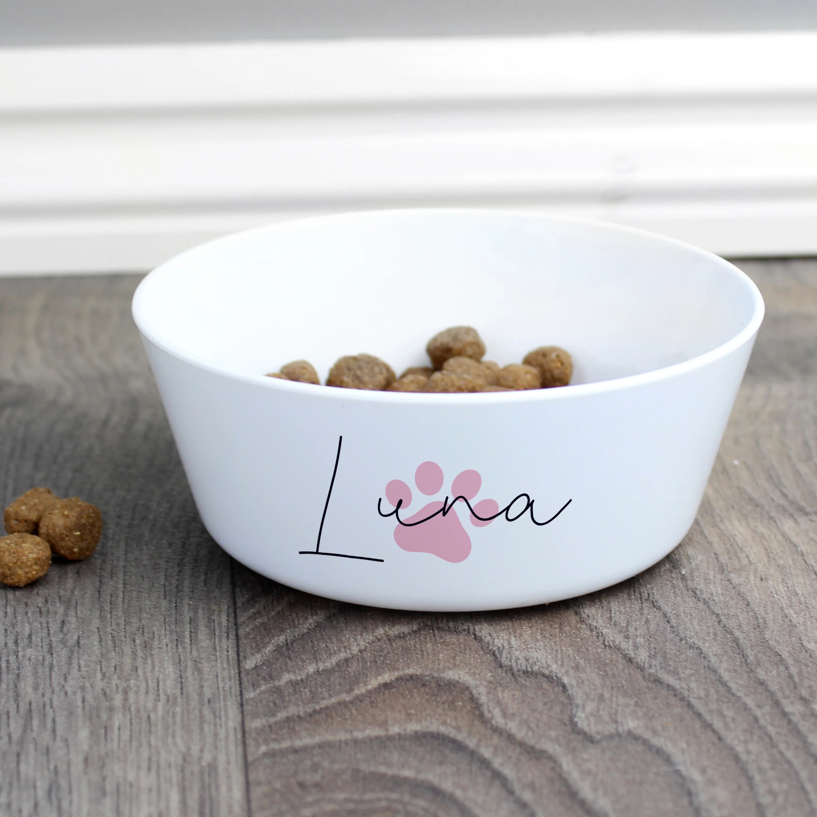 Personalised Pink Paw Print Plastic Cat Bowl - Image 3