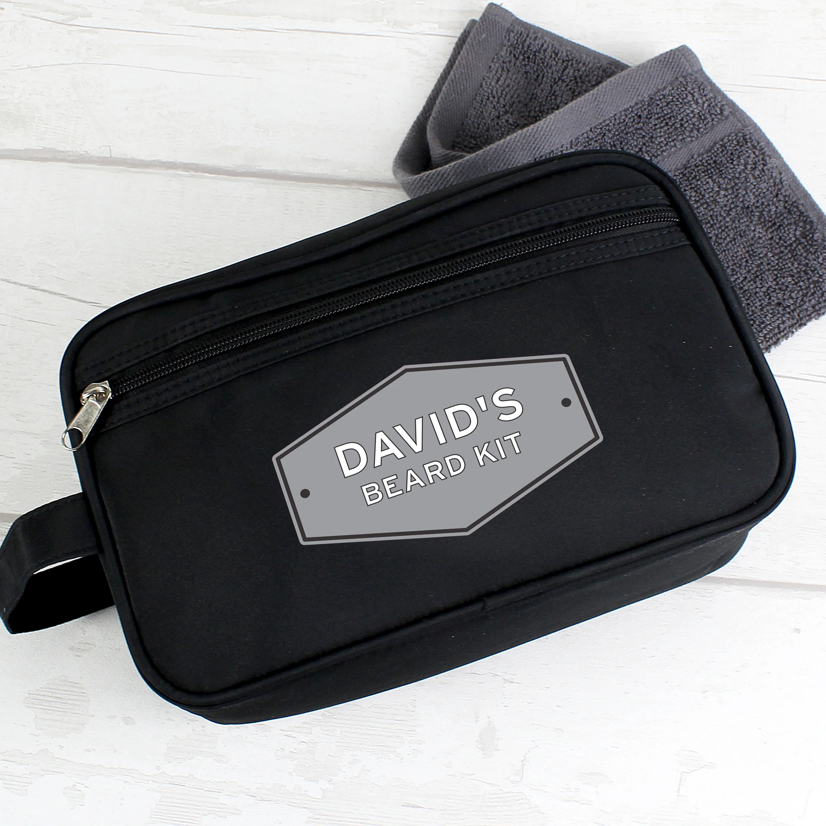 Personalised Plaque Black Toiletry Bag - Image 3