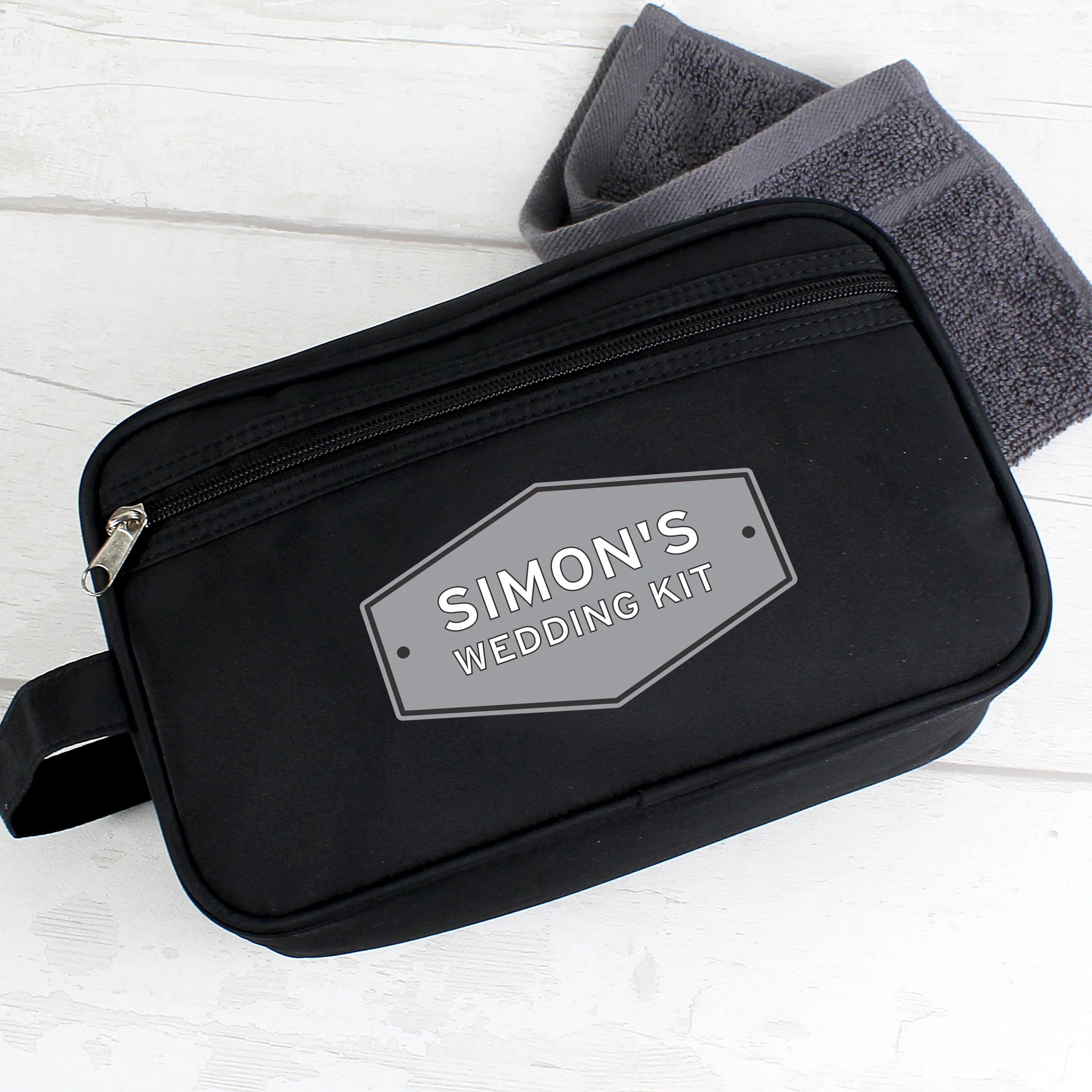 Personalised Plaque Black Toiletry Bag - Image 6