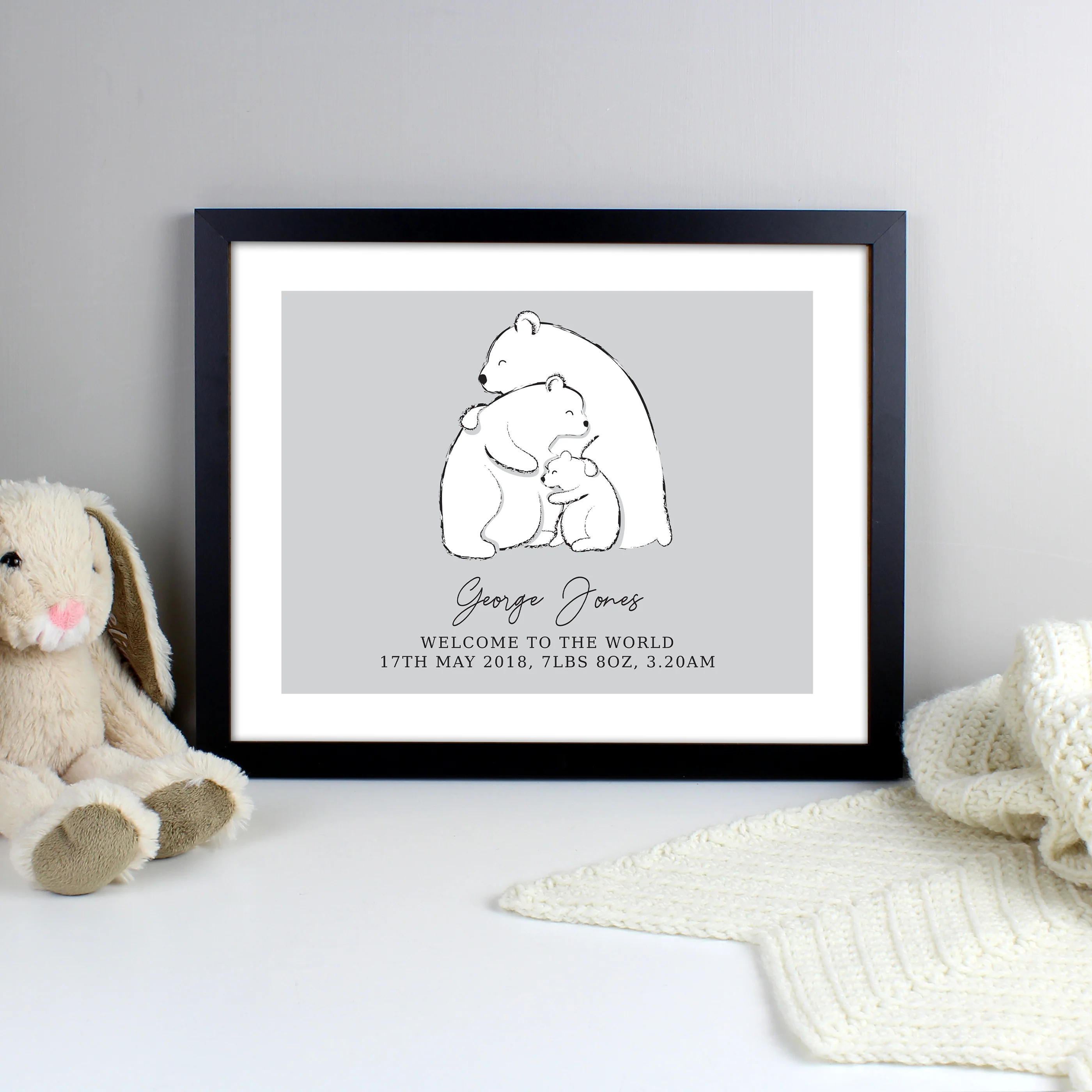 Personalised Polar Bear Family Black Framed Print - Image 3