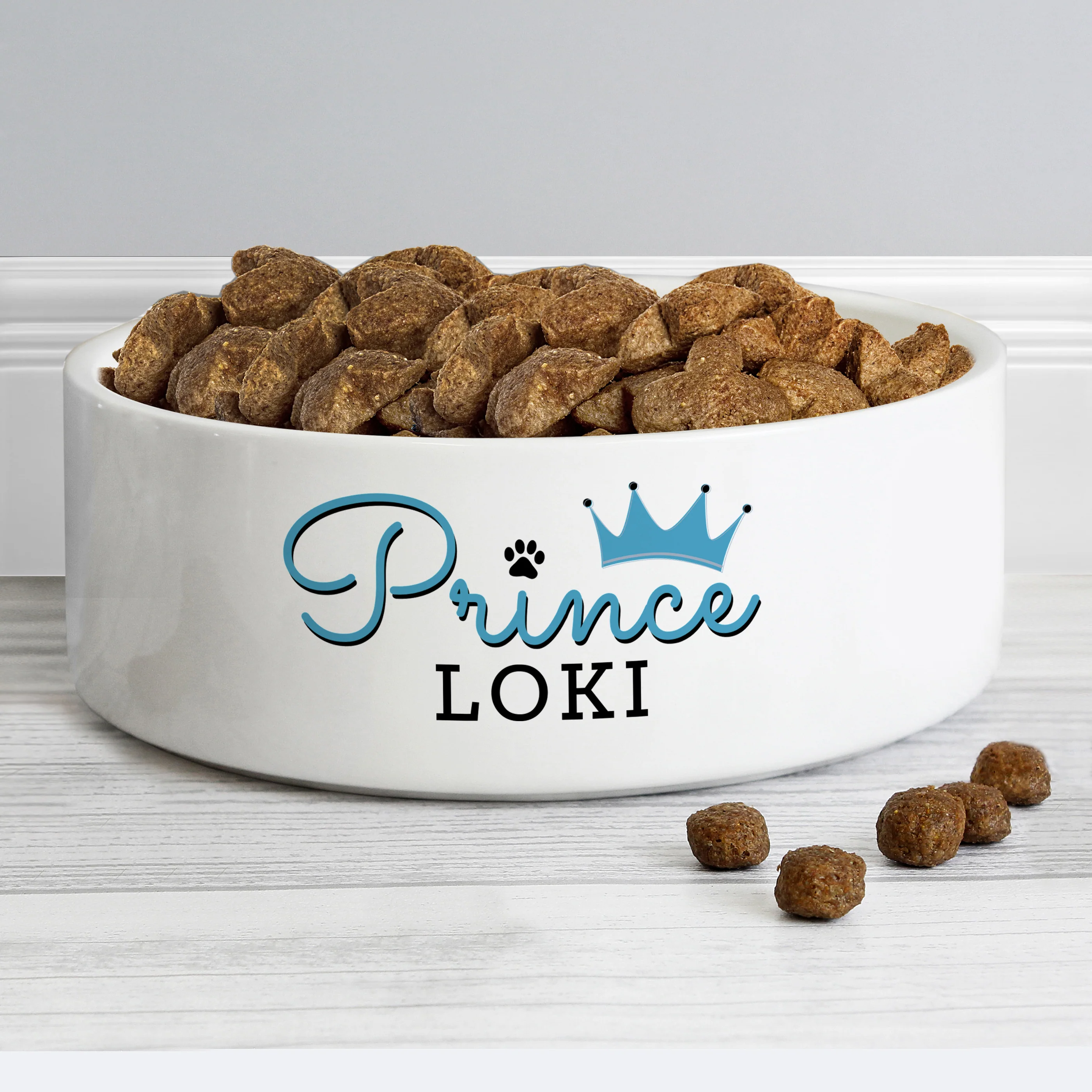 Personalised Prince 15cm Medium Ceramic White Pet Bowl - Image 3