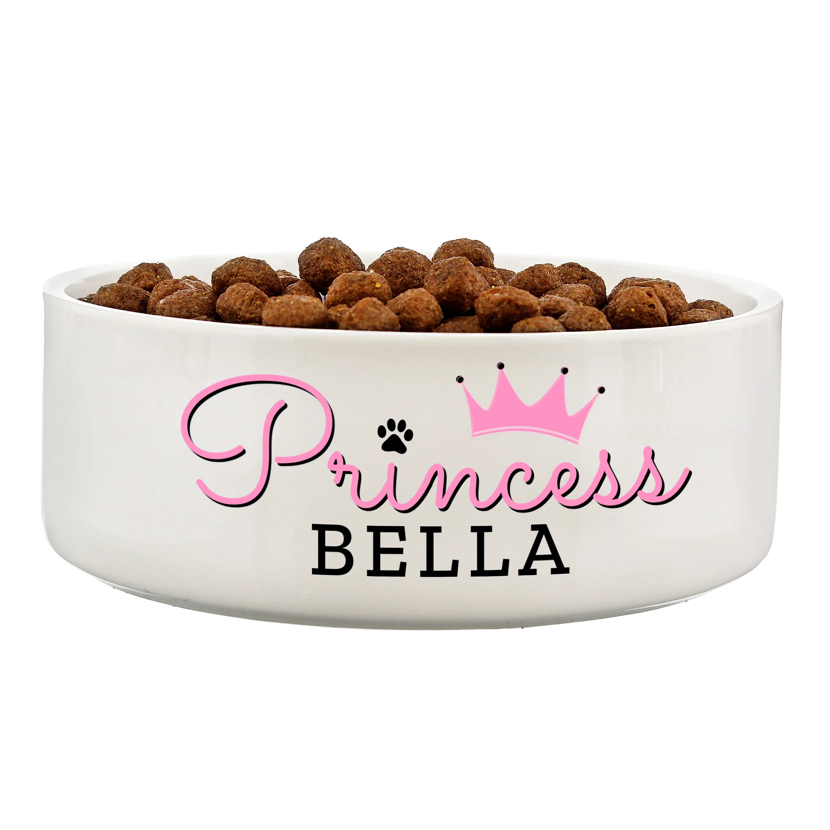 Personalised Princess 15cm Medium Ceramic White Pet Bowl - Image 2