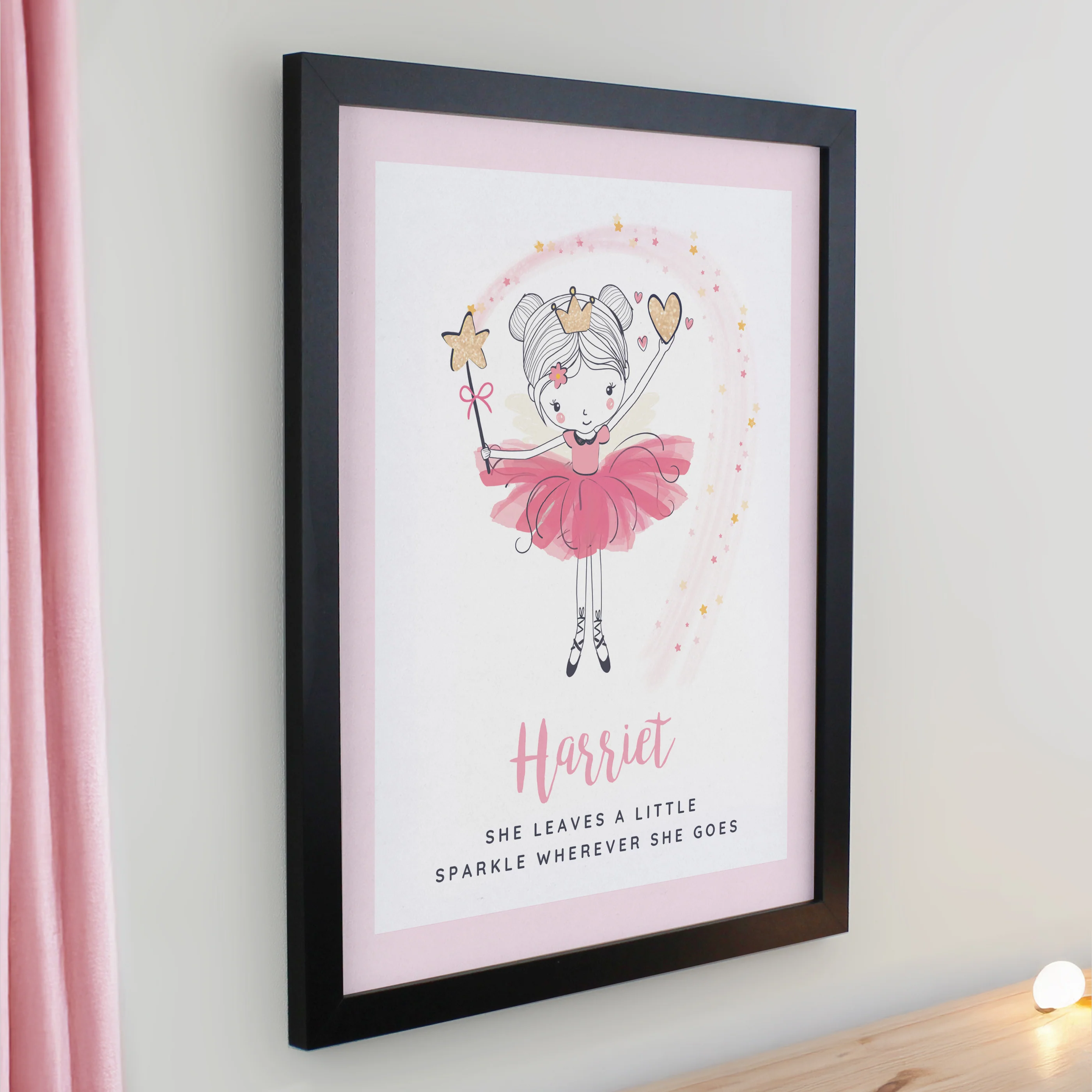 Personalised Princess Ballerina Black Poster Frame - Image 2