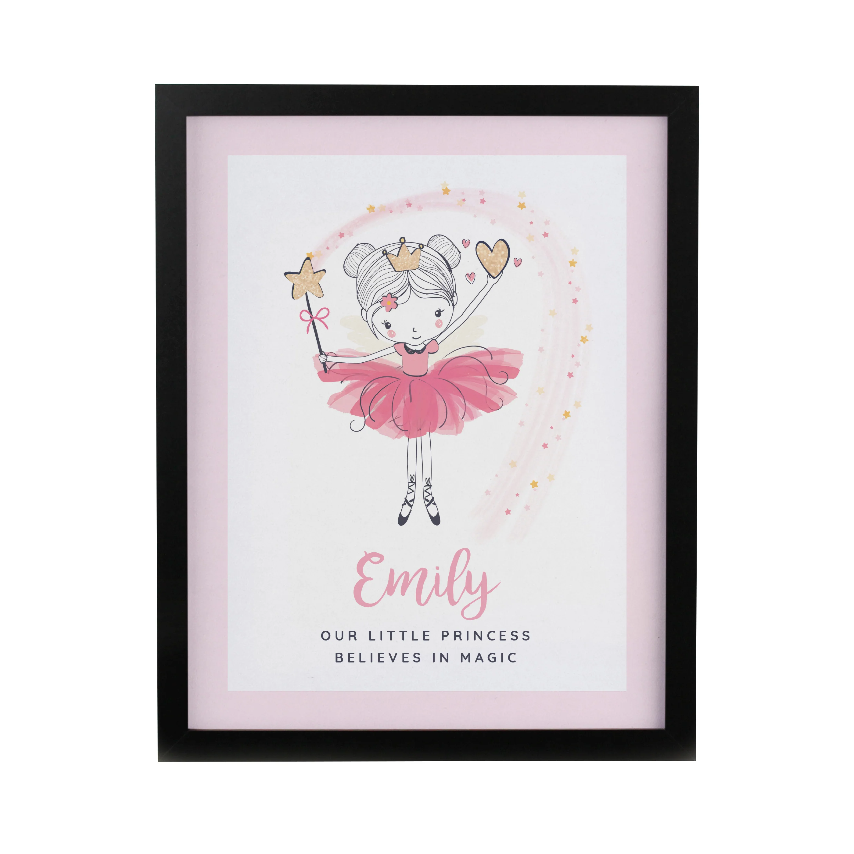 Personalised Princess Ballerina Black Poster Frame - Image 3