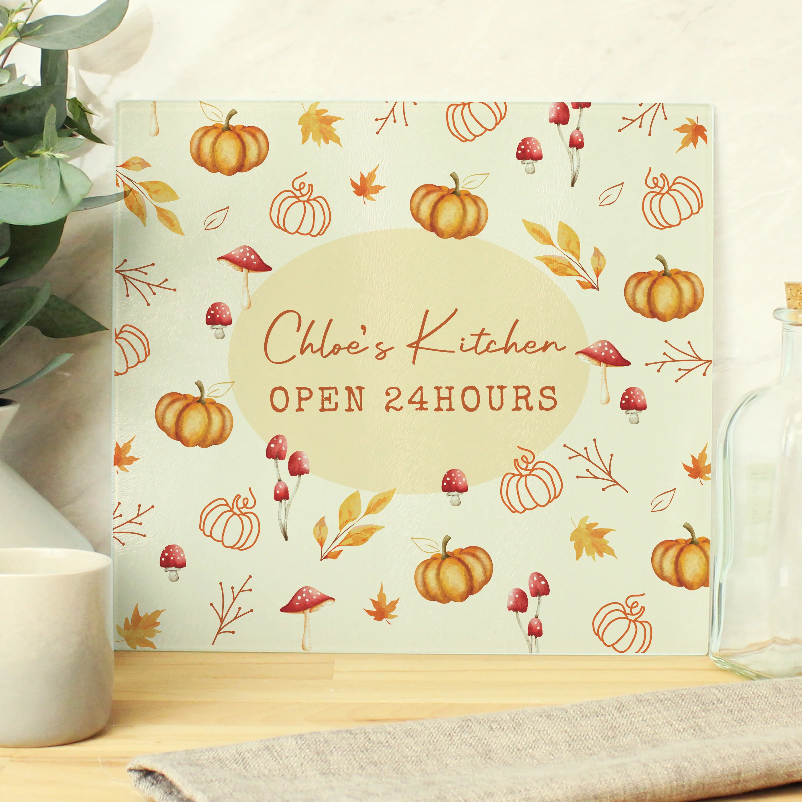 Personalised Pumpkin Glass Chopping Board - Image 3