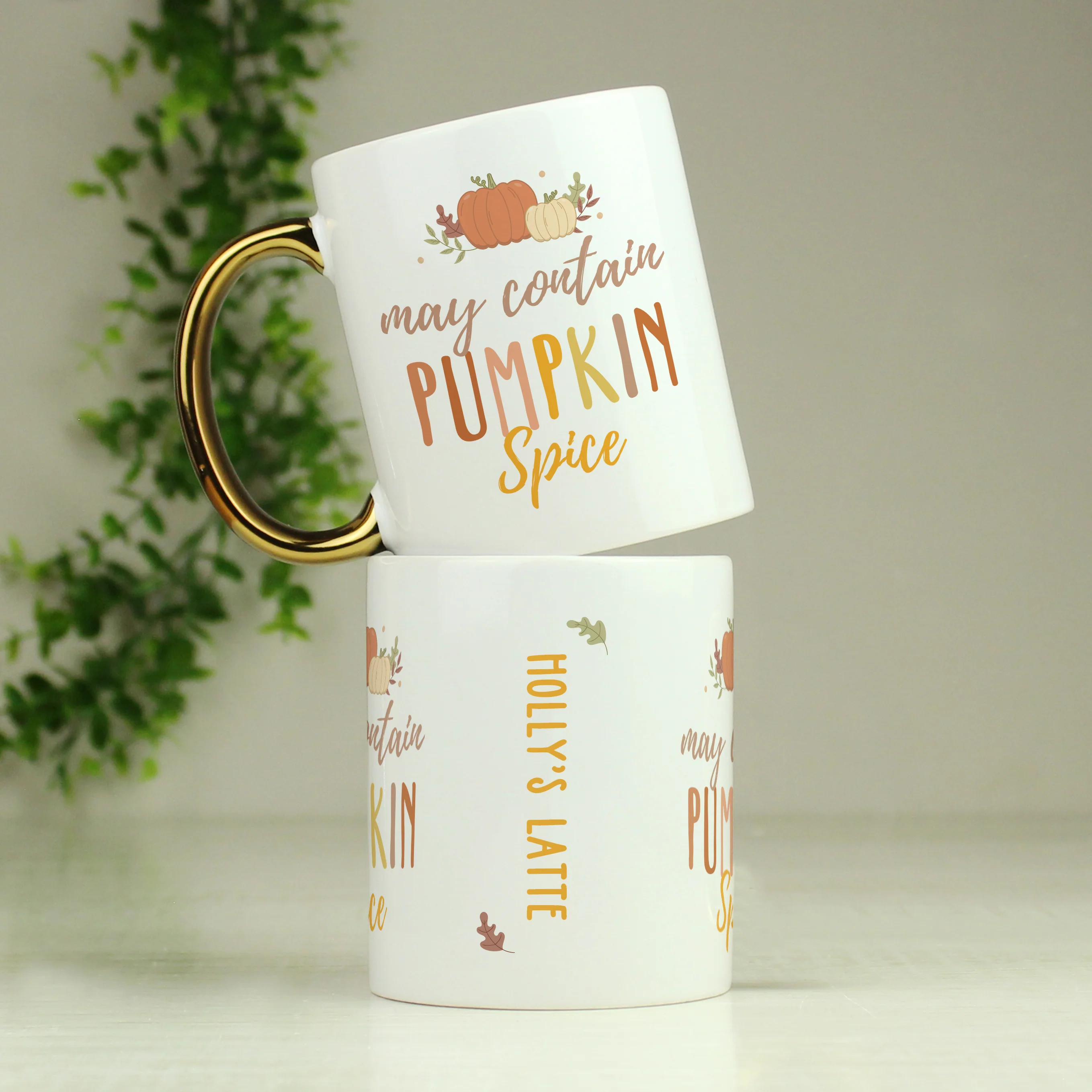 Personalised Pumpkin Spice Gold Handle Mug - Image 3