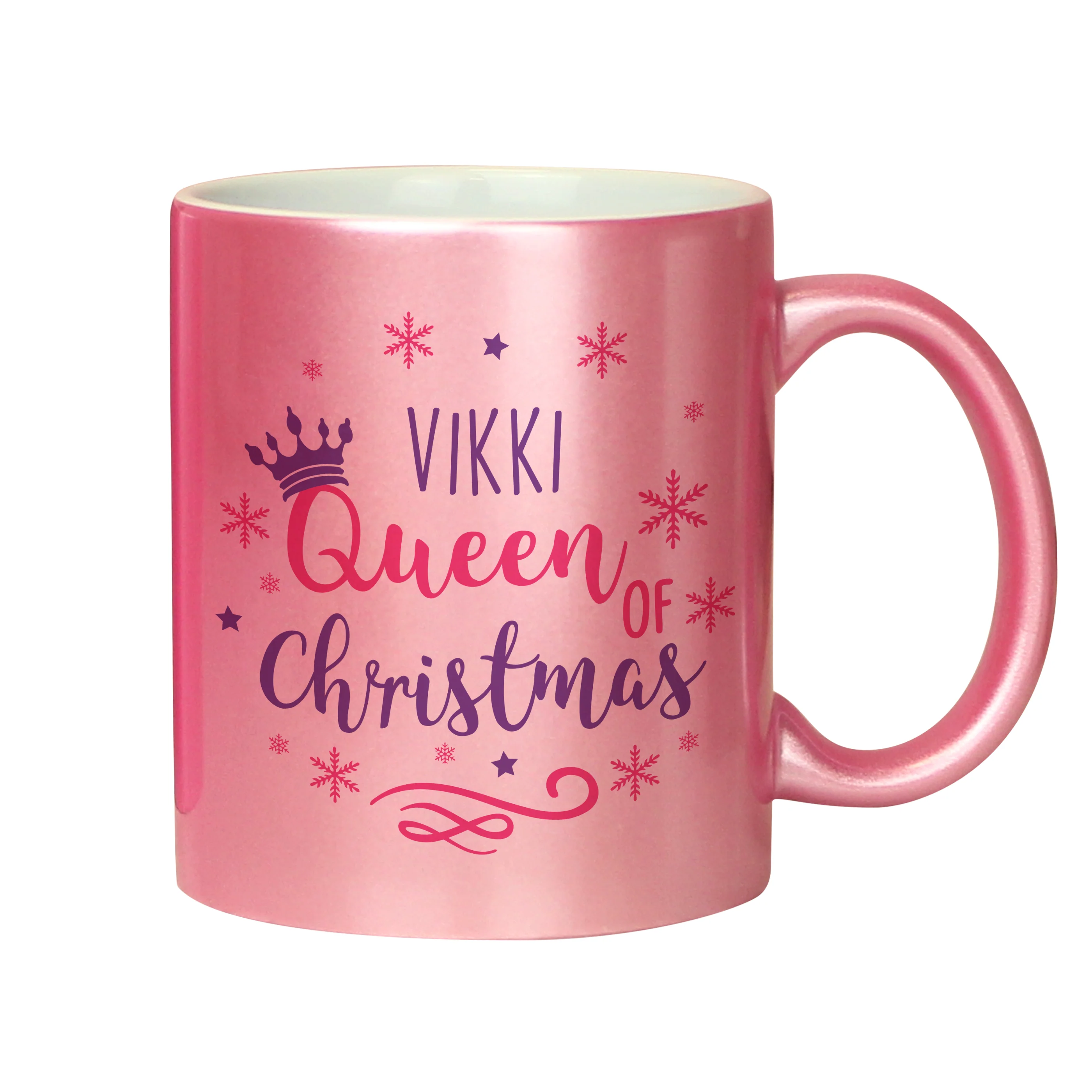 Personalised Queen Of Christmas Pink Mug - Image 4