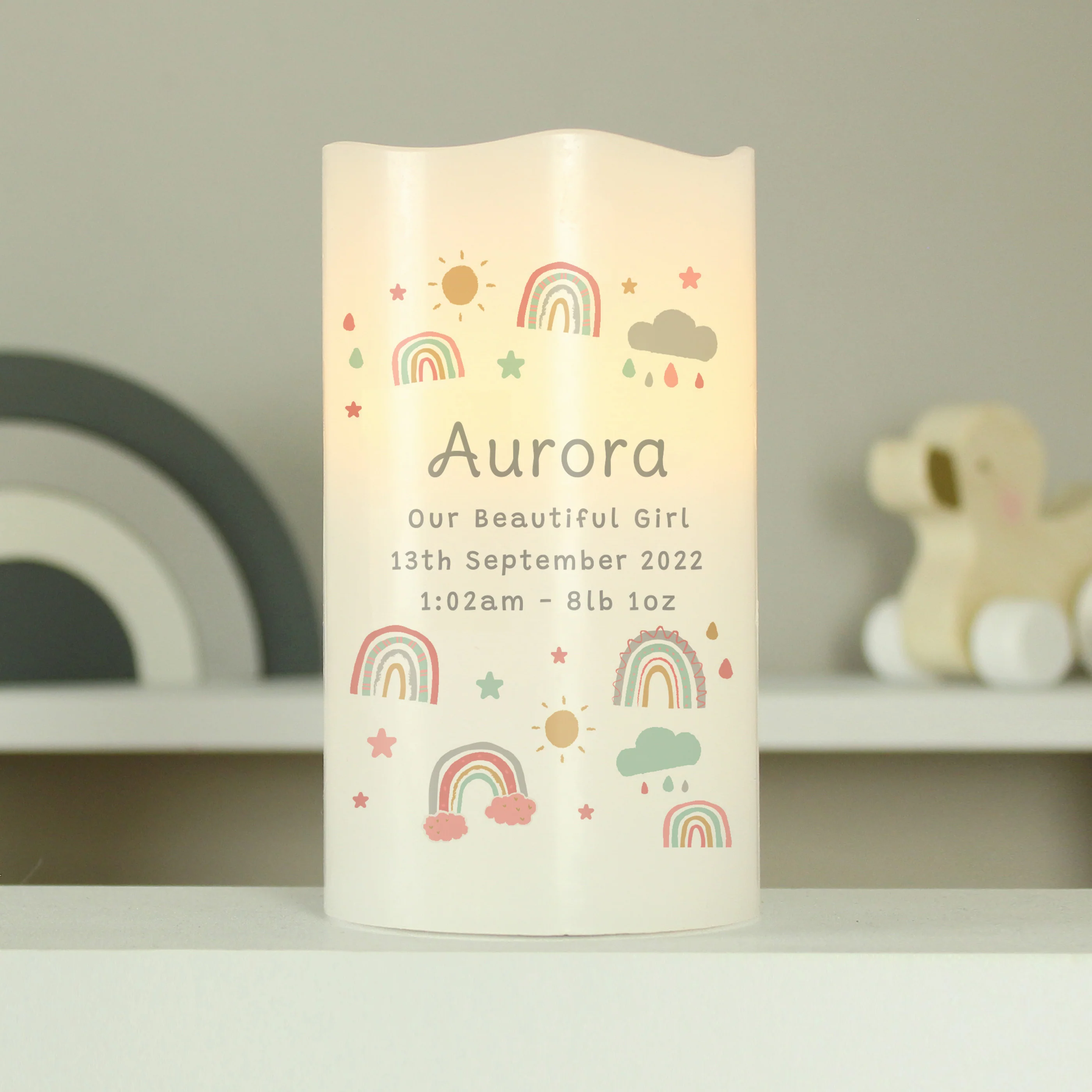 Personalised Rainbow Night Light LED Candle - Image 2