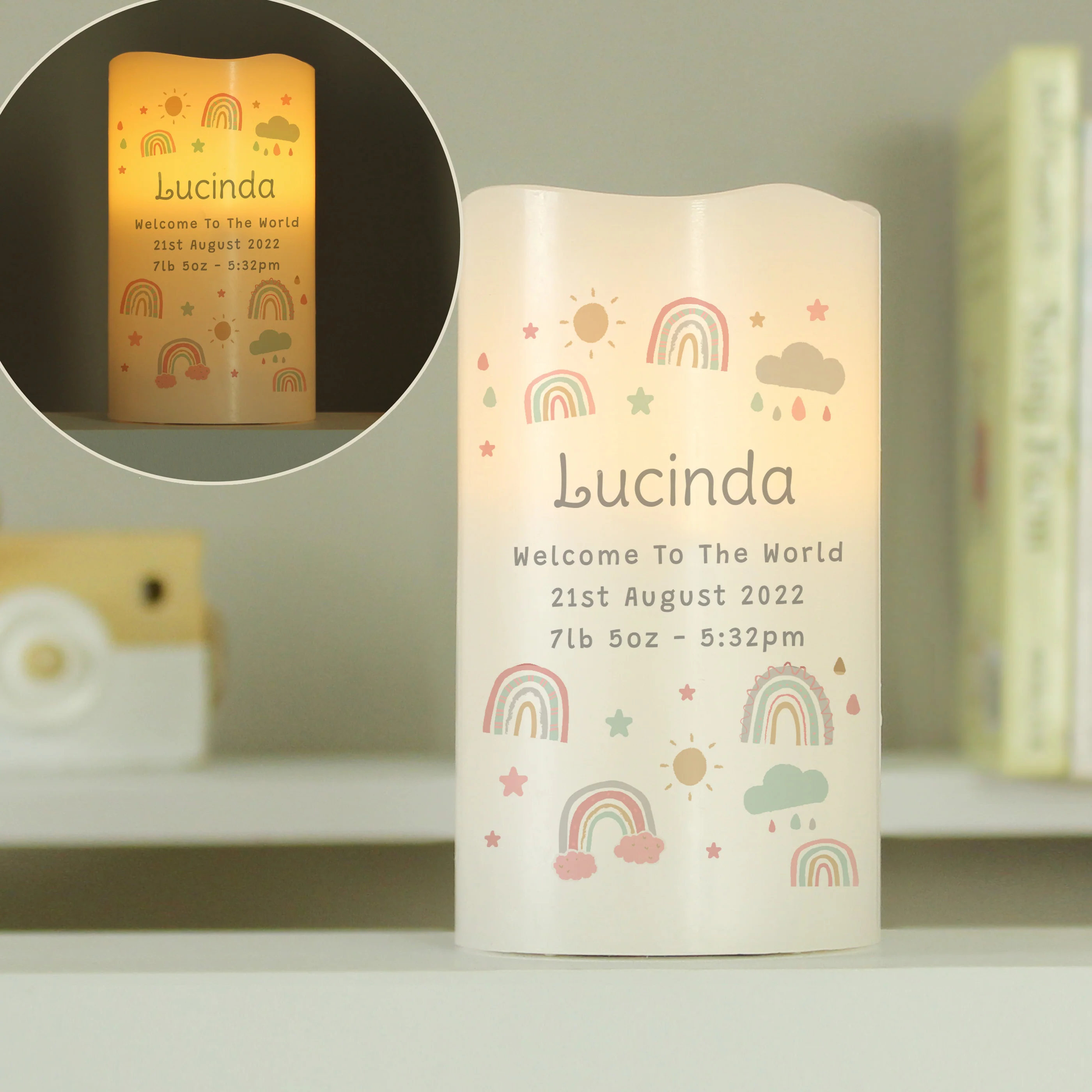 Personalised Rainbow Night Light LED Candle - Image 3