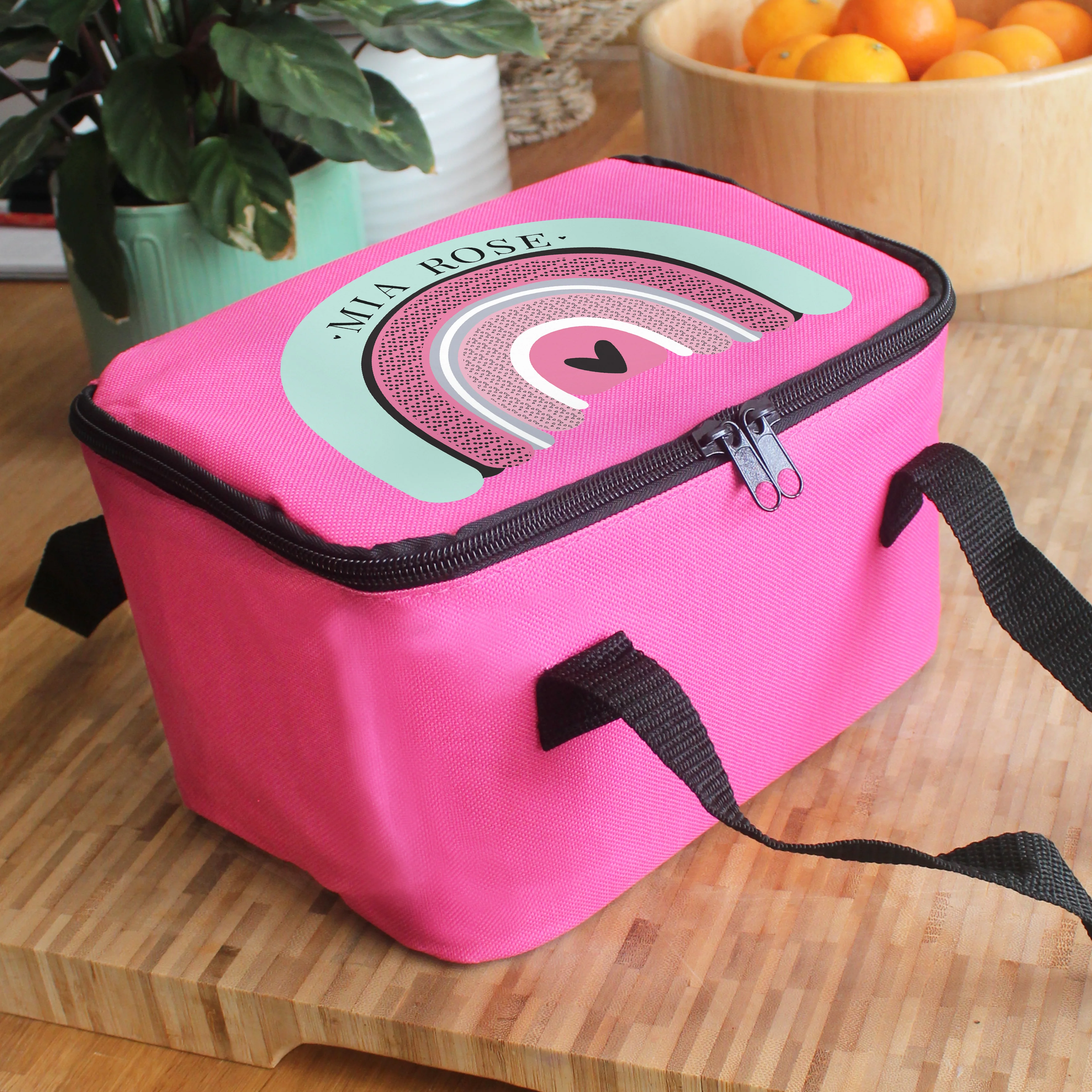 Personalised Rainbow Pink Lunch Bag - Image 2