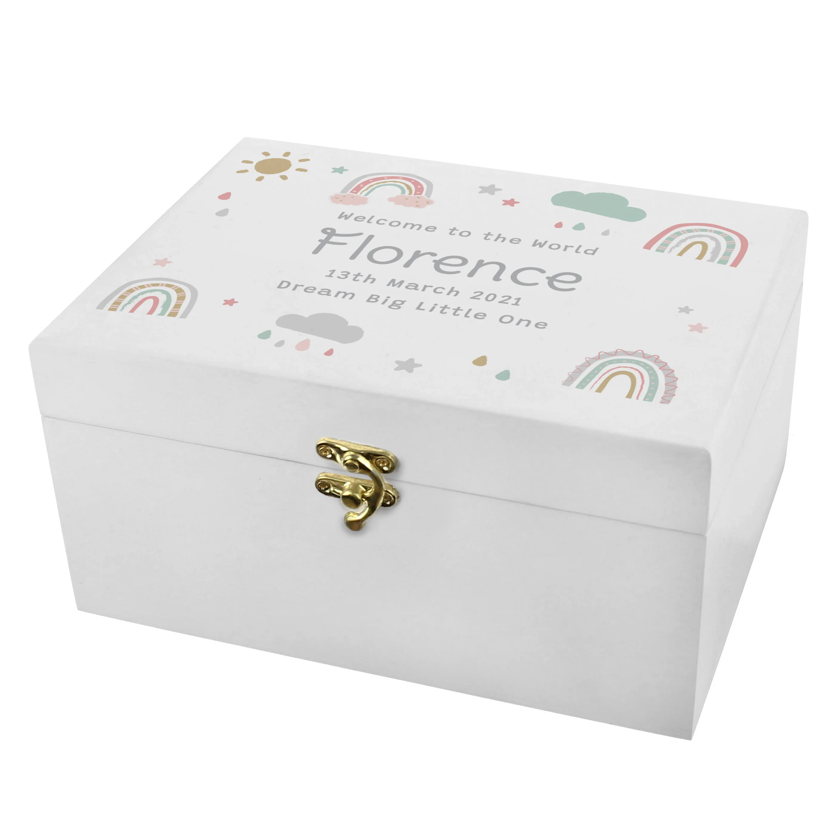 Personalised Rainbow Small Wooden Keepsake Box - Image 5