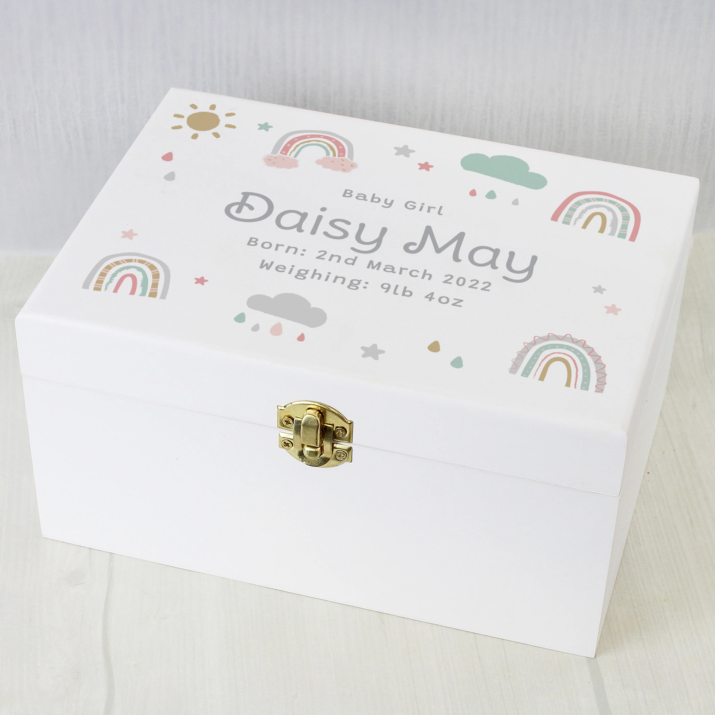 Personalised Rainbow Small Wooden Keepsake Box - Image 7