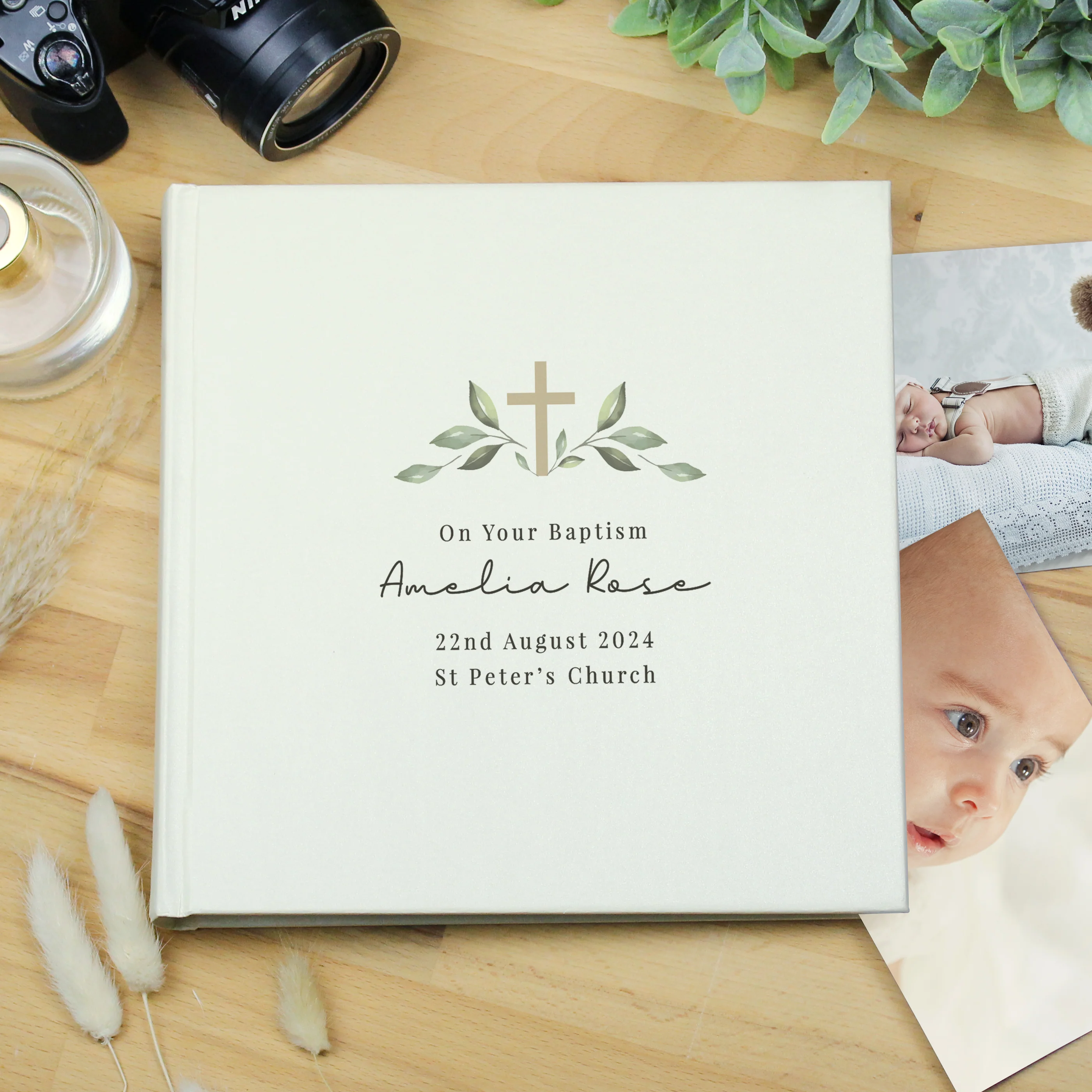 Personalised Religious Cross Square Photo Album - Image 3