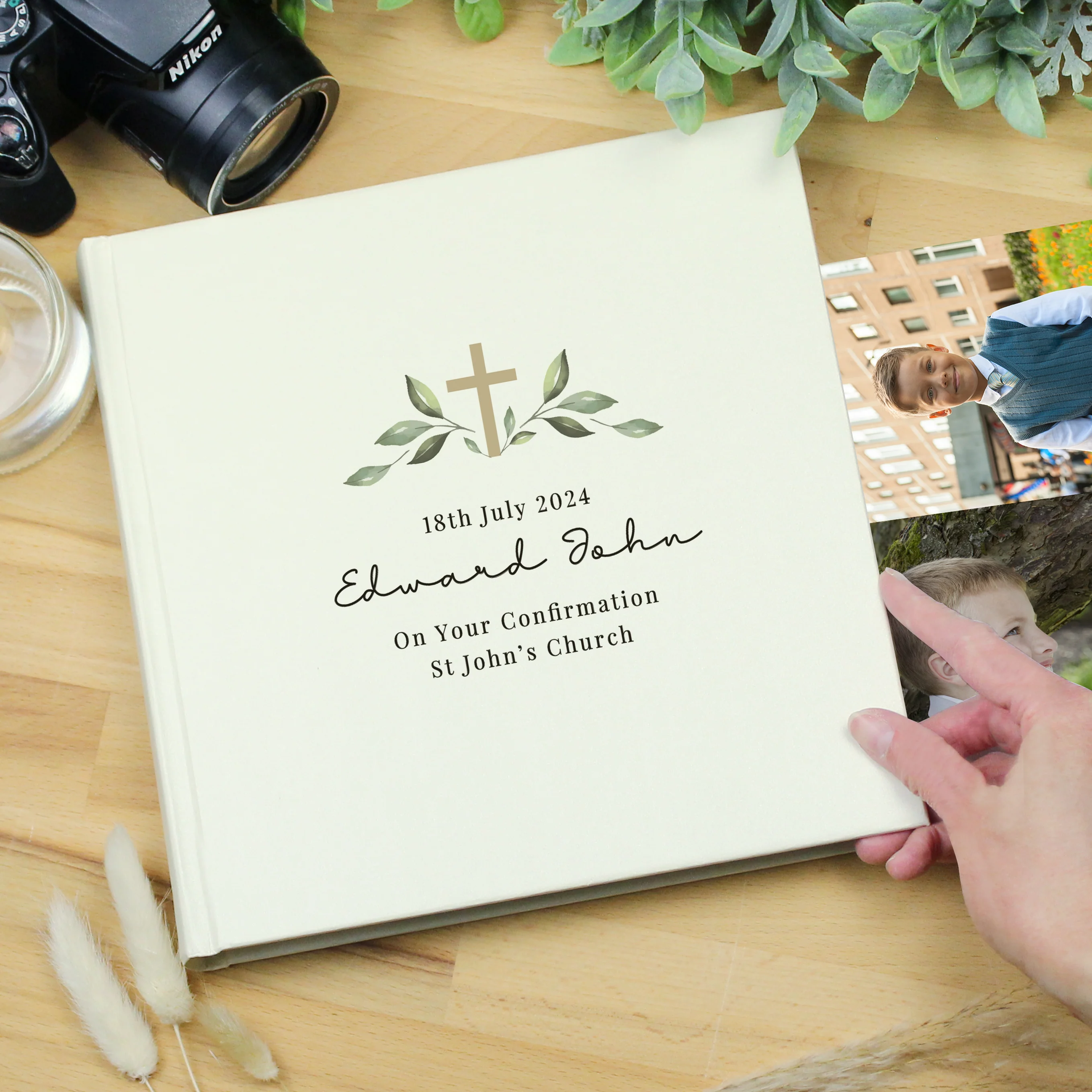Personalised Religious Cross Square Photo Album - Image 4