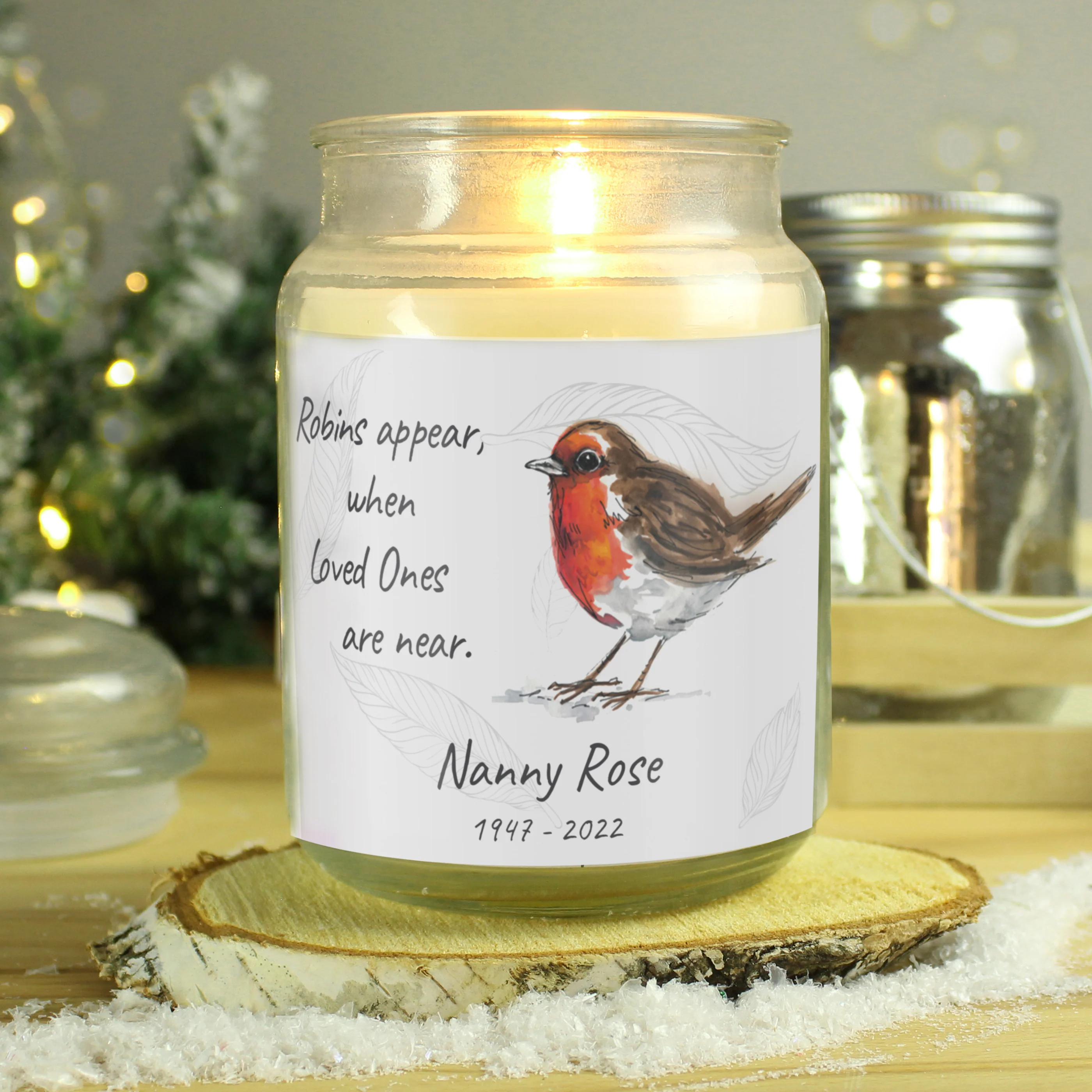 Personalised Robins Appear Large Scented Jar Candle - Image 2
