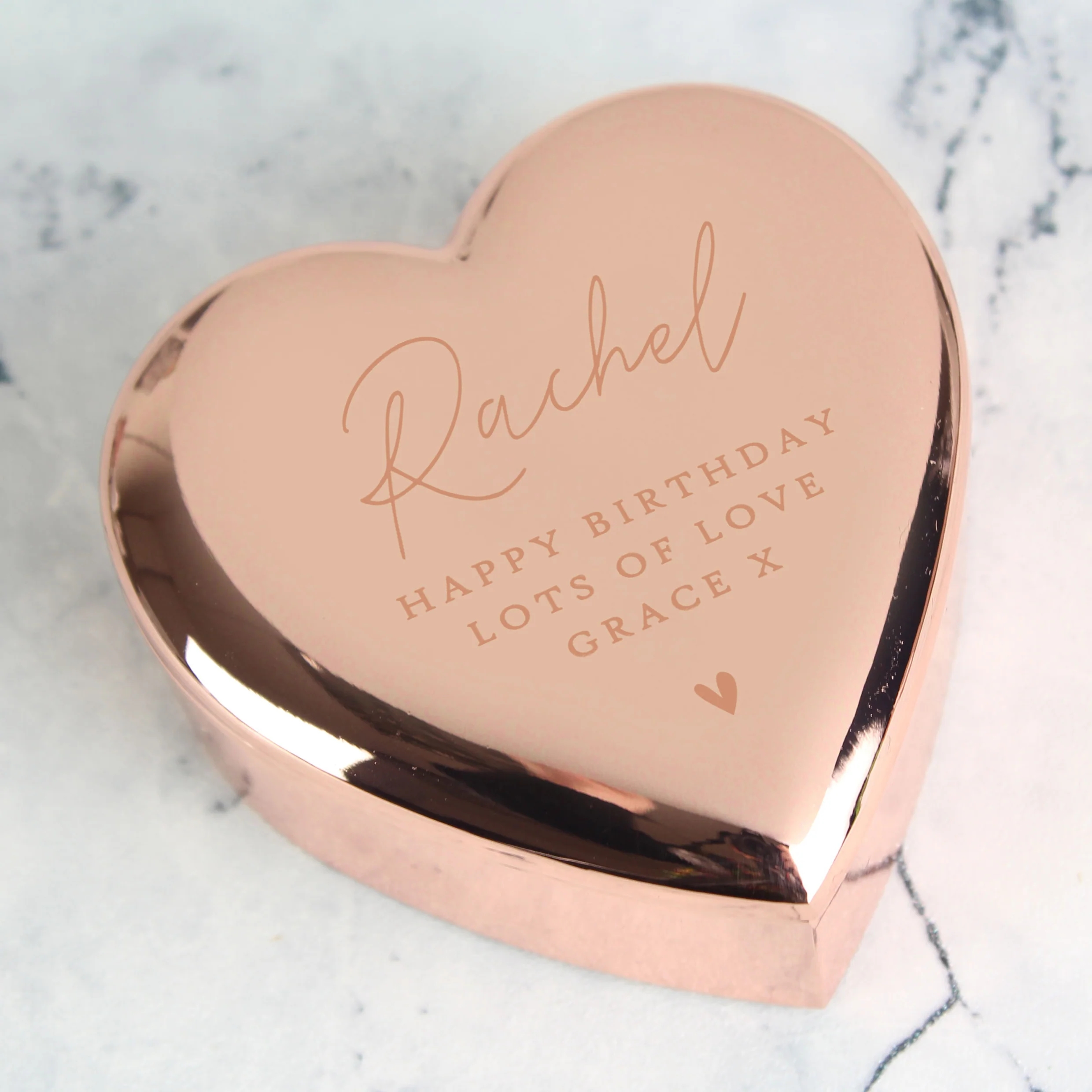 Personalised Rose Gold Heart Trinket Box