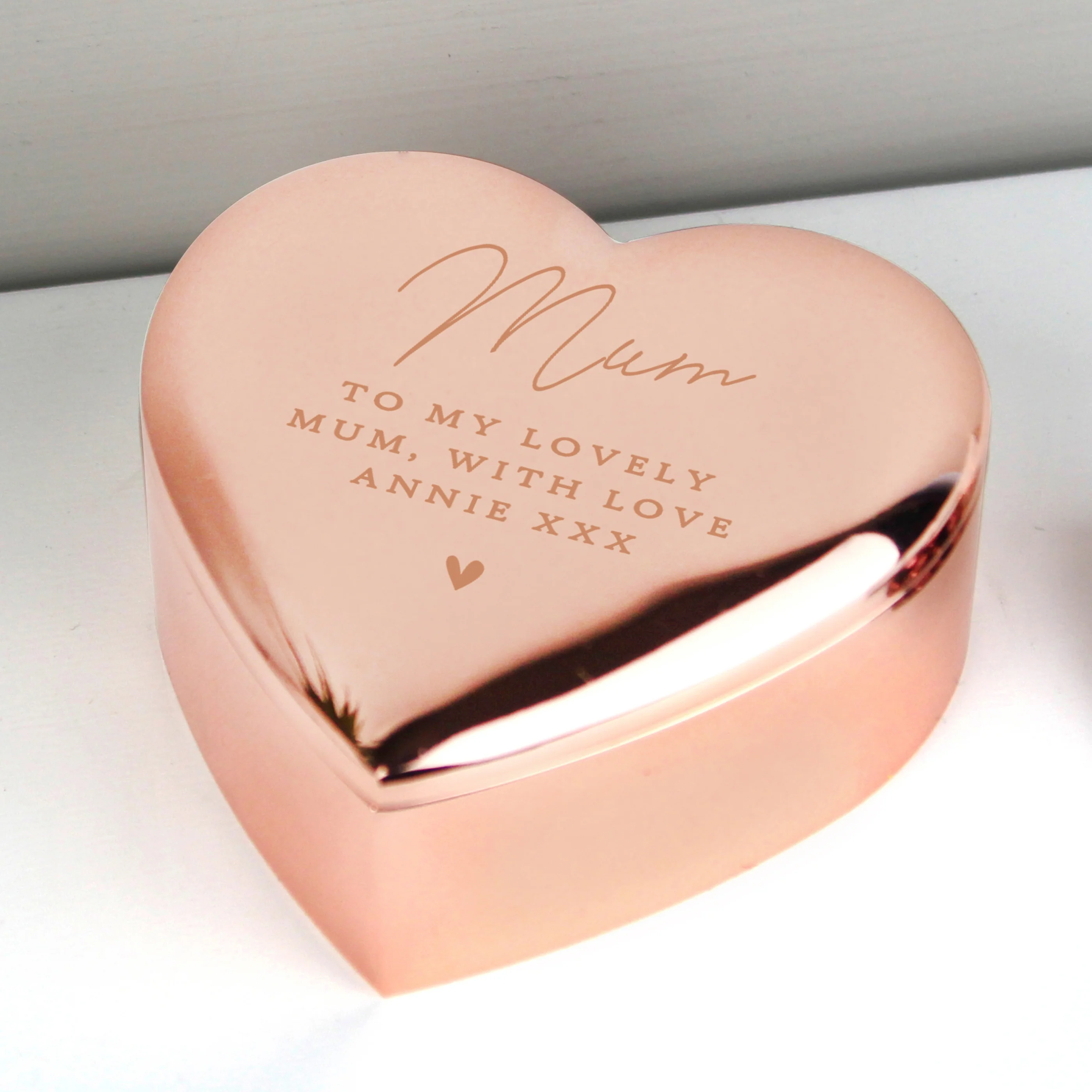 Personalised Rose Gold Heart Trinket Box - Image 4