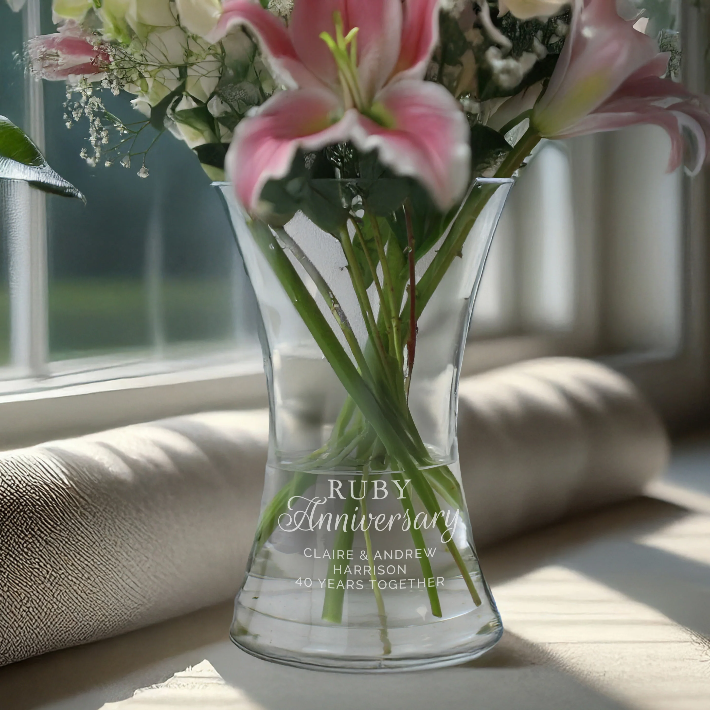 Personalised 'Ruby Anniversary' Glass Vase - Image 2