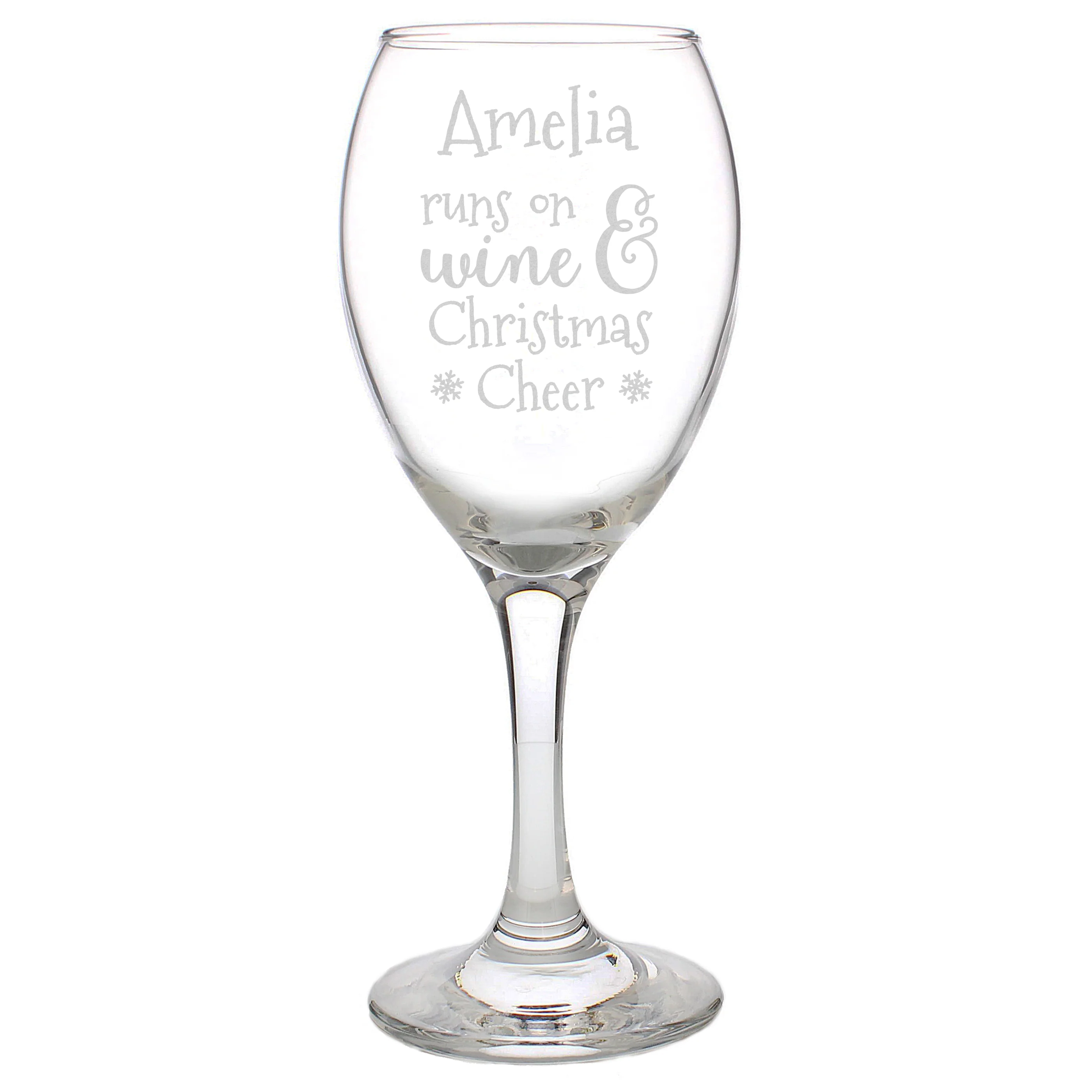 Personalised Runs On Wine & Christmas Cheer Wine Glass
