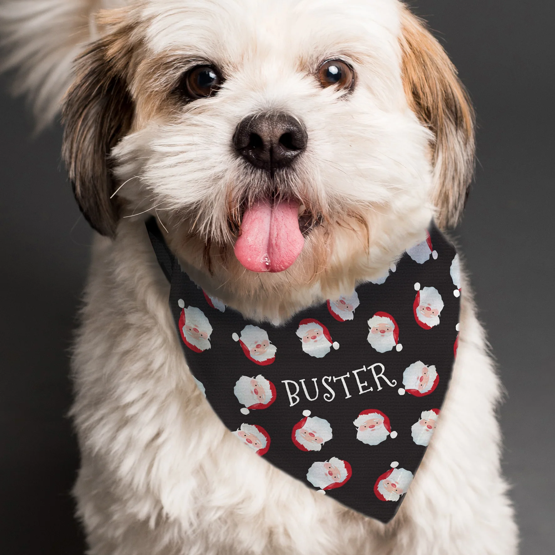 Personalised Santa Black Dog Bandana - Image 4