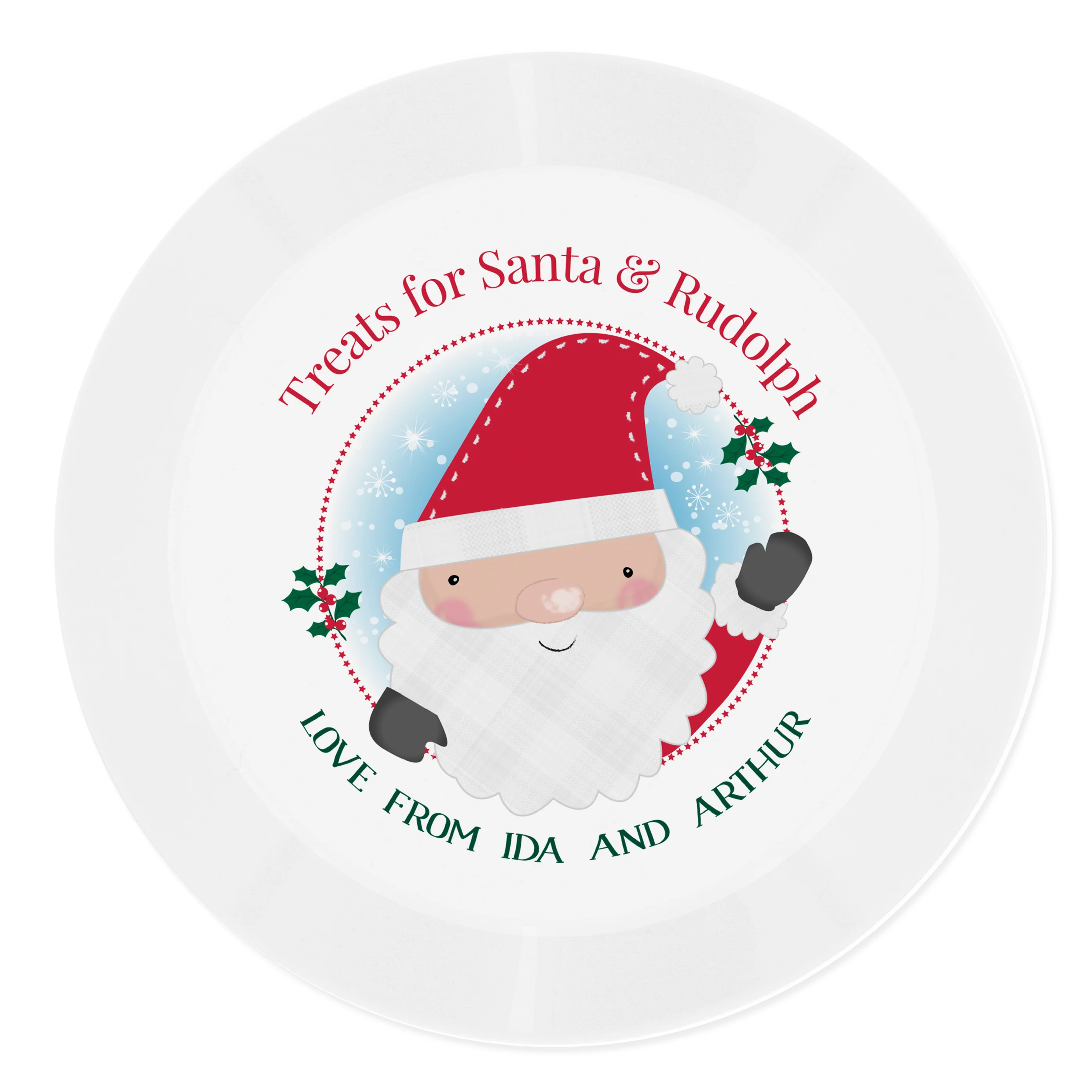 Personalised Santa Christmas Eve Mince Pie Plastic Plate - Image 2