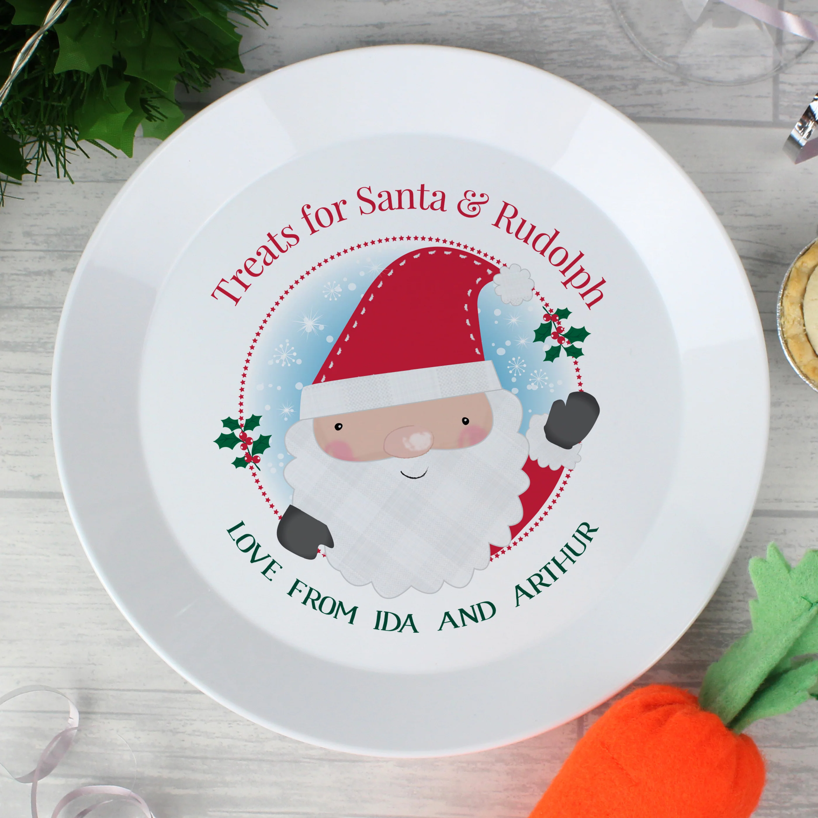 Personalised Santa Christmas Eve Mince Pie Plastic Plate - Image 3